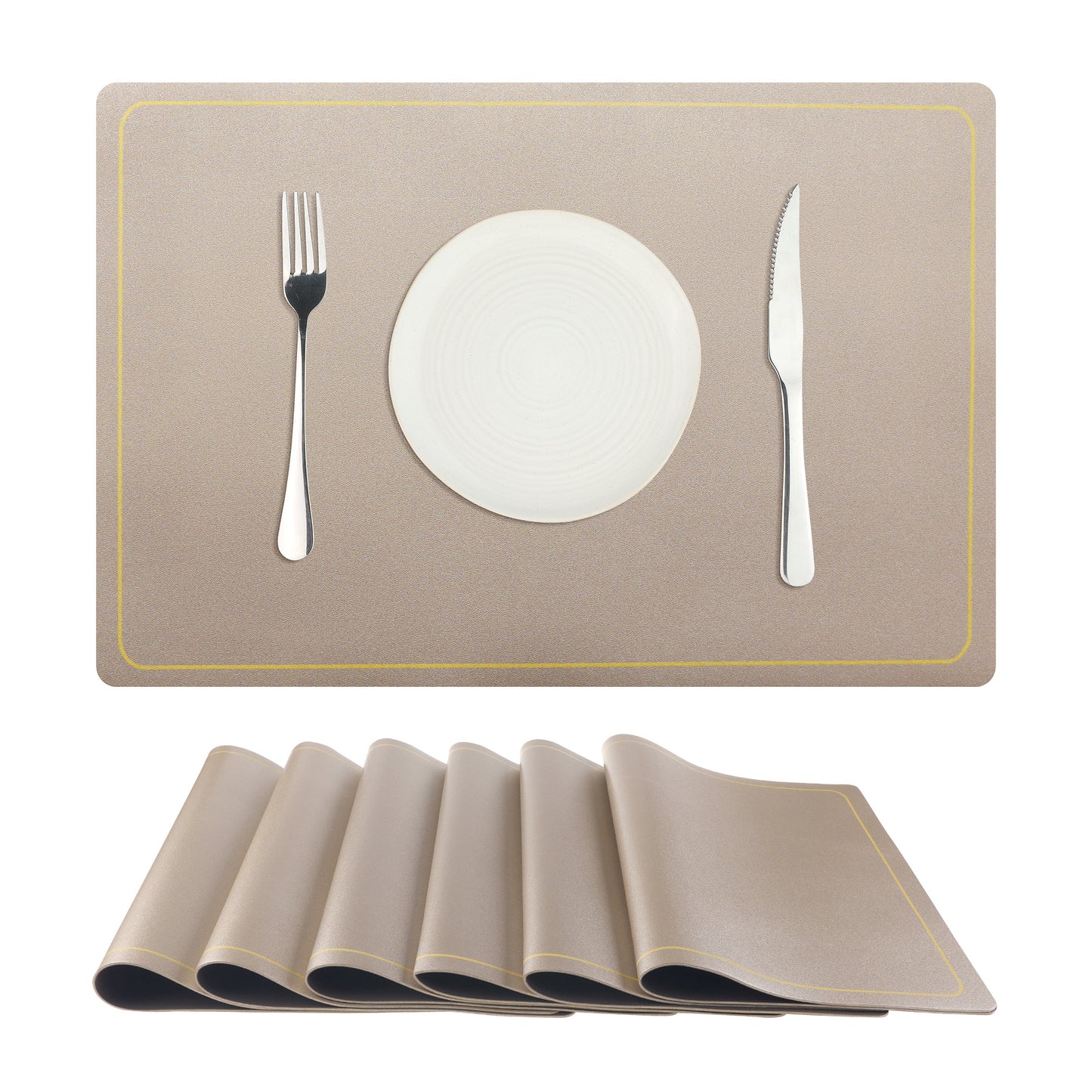 Set of 6 Faux Leather Placemats for Kitchen Dining Table Decor, Washable Wipeable 18*12in