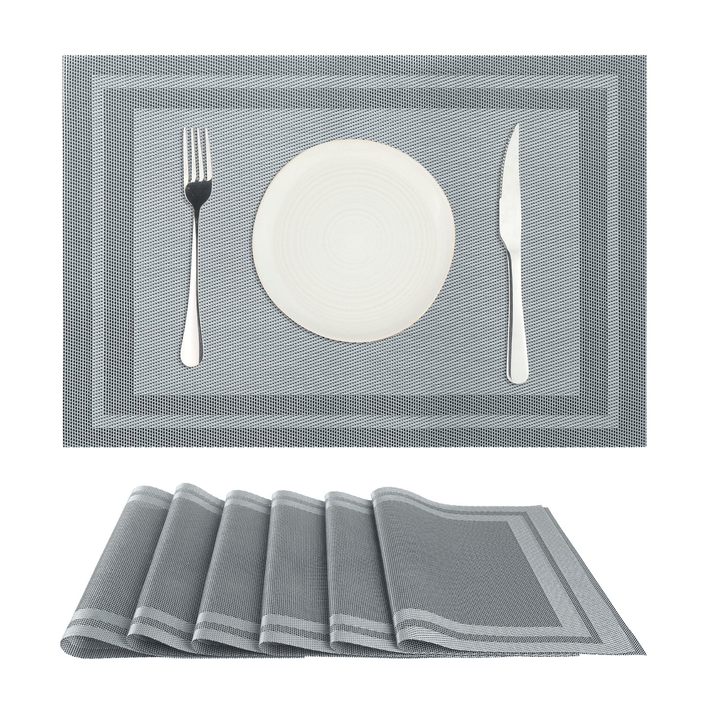 Set of 6 Heat-resistant Washable Modern PVC Placemats for Kitchen Dining Room 18*12in