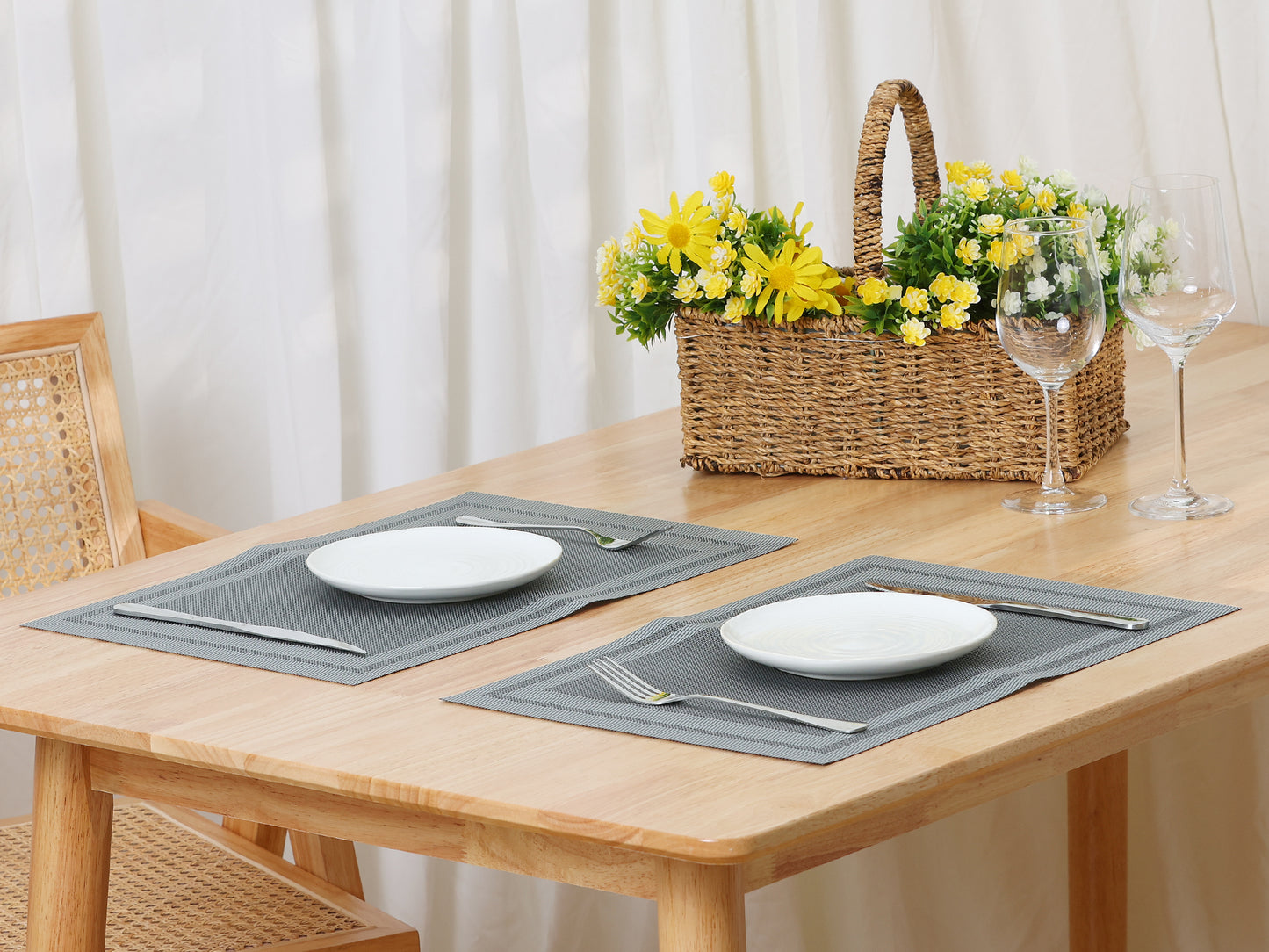 Set of 6 Heat-resistant Washable Modern PVC Placemats for Kitchen Dining Room 18*12in