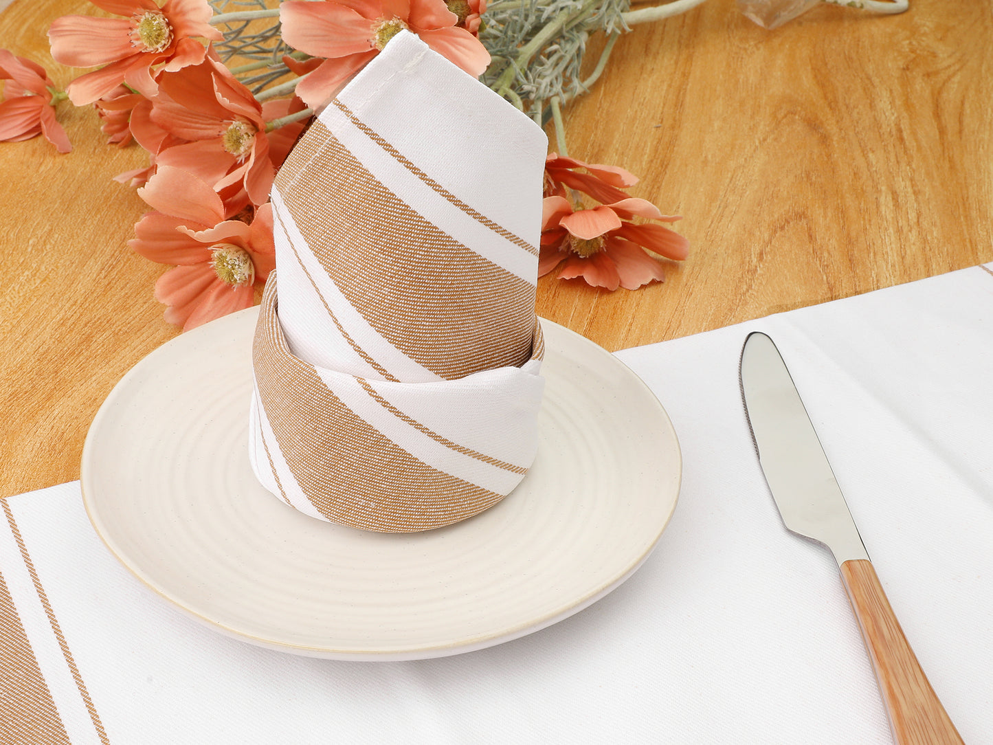 6 Pack Cloth Napkins, Striped Polyester Dinner Napkins, Machine Washable Napkins 20*20in