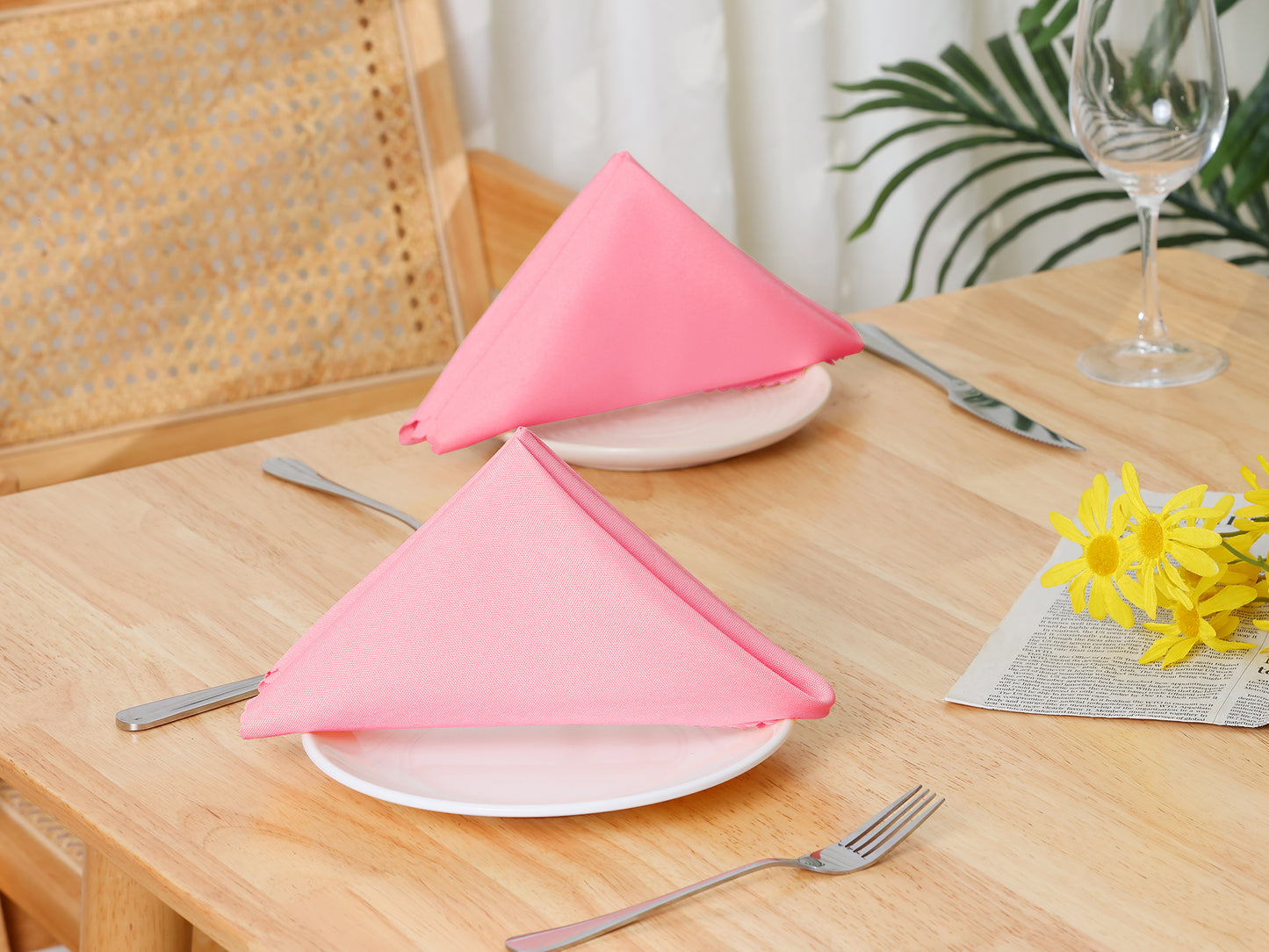 6 Pack Solid Washable Fabric Napkins, Polyester Cloth Napkins, Perfect for Weddings 19*19in