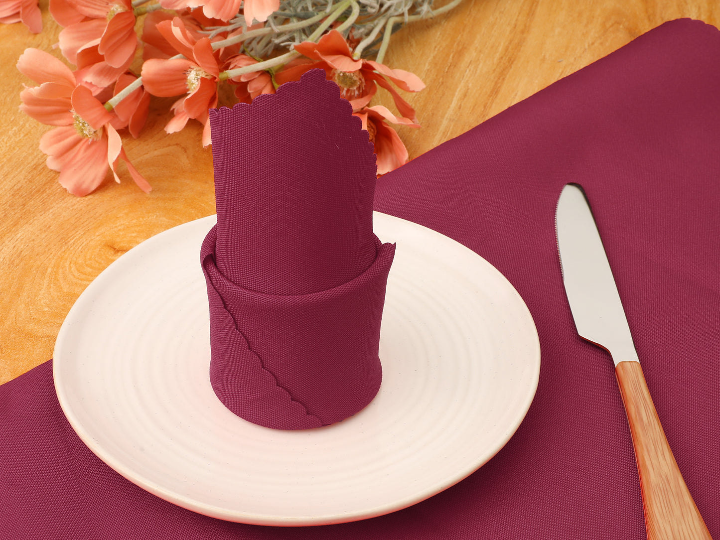 6 Pack Solid Washable Fabric Napkins, Polyester Cloth Napkins, Perfect for Weddings 19*19in