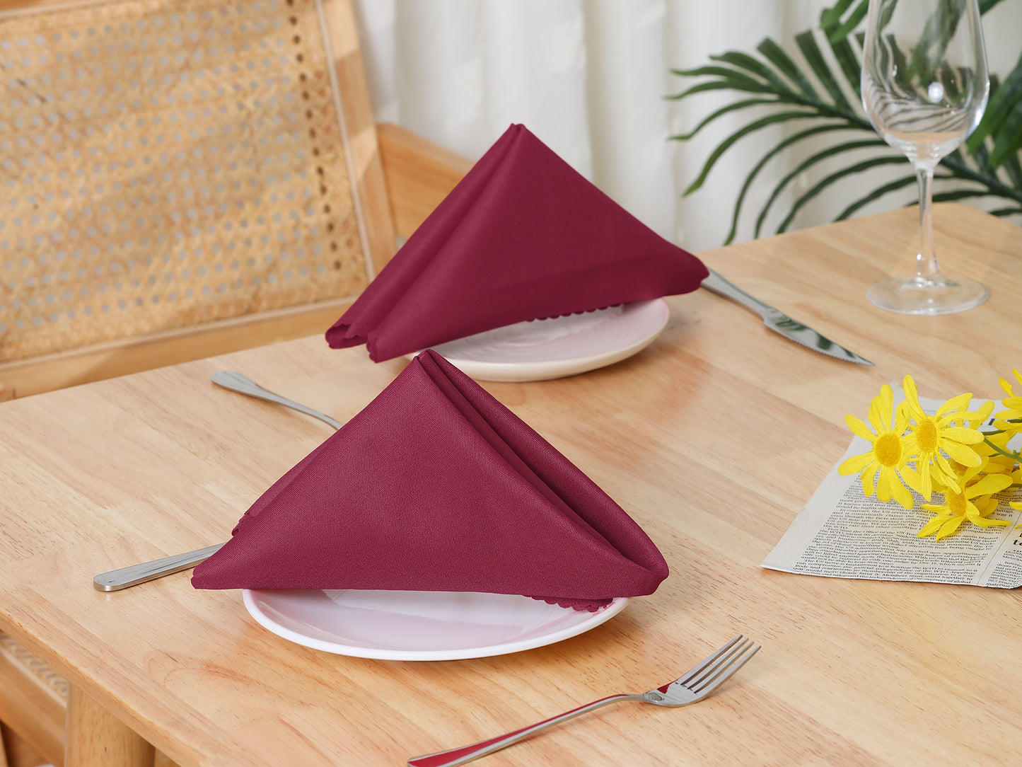 6 Pack Solid Washable Fabric Napkins, Polyester Cloth Napkins, Perfect for Weddings 19*19in