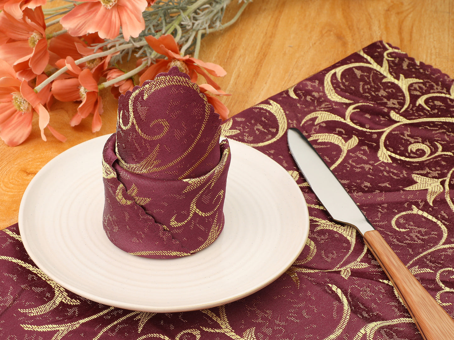 6 Pack Elegance Napkins, Floral Dinner Napkins for Party, Kitchen and Holiday 19*19in