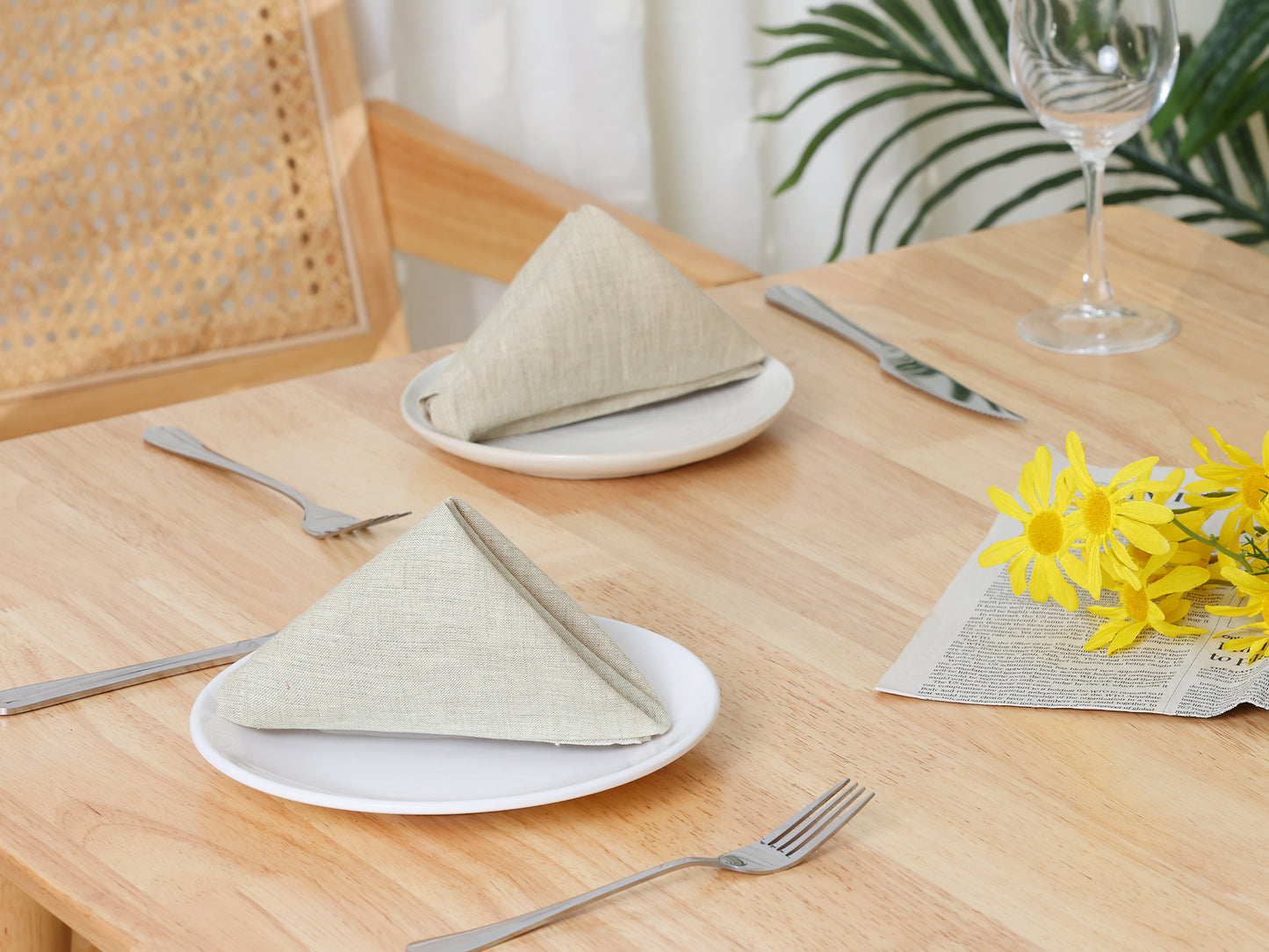 6 Pack Soft Cotton Gauze Cloth Napkins, Bulk Linen Dinner Napkins 14*14in