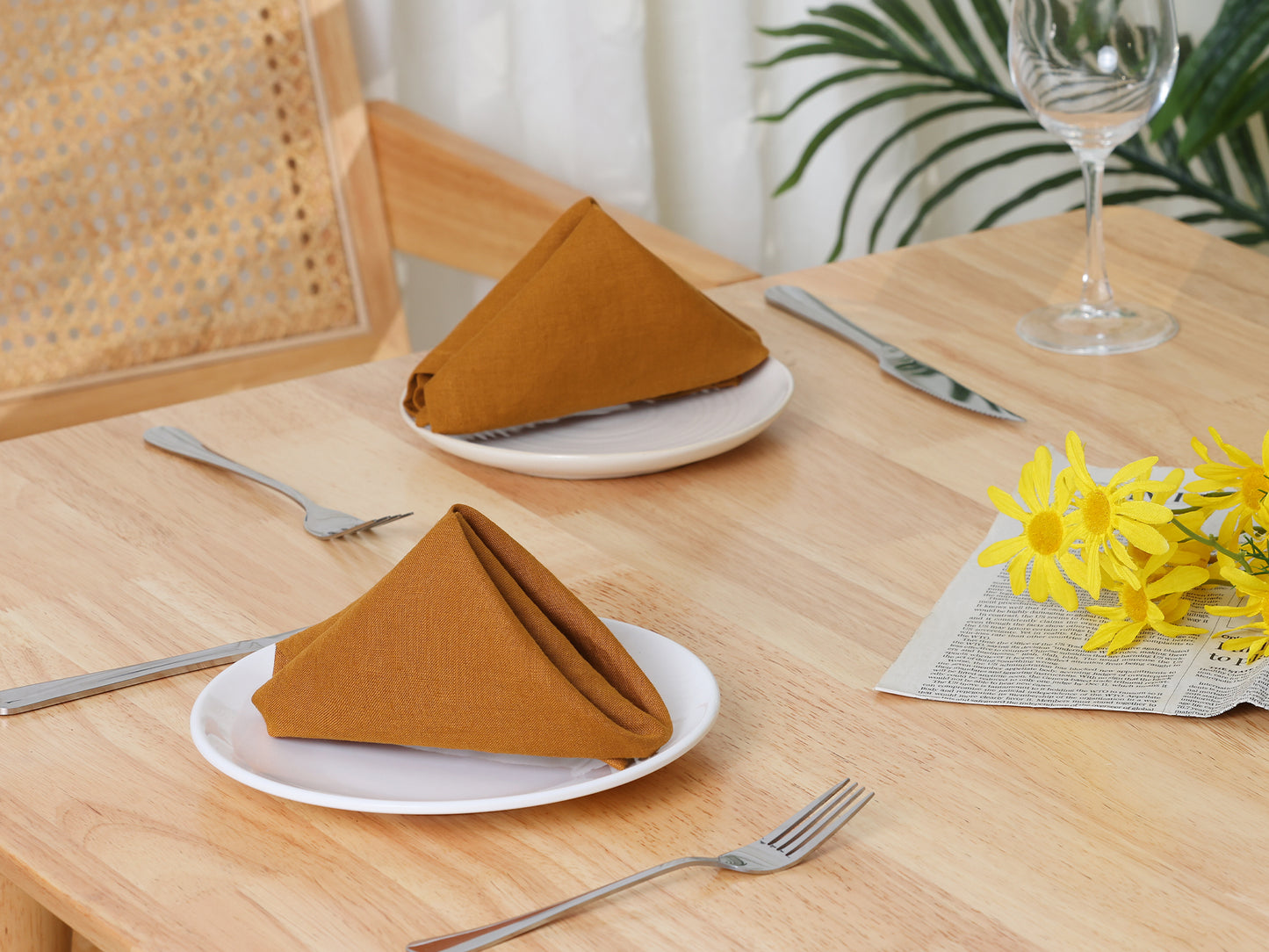 6 Pack Soft Cotton Gauze Cloth Napkins, Bulk Linen Dinner Napkins 14*14in