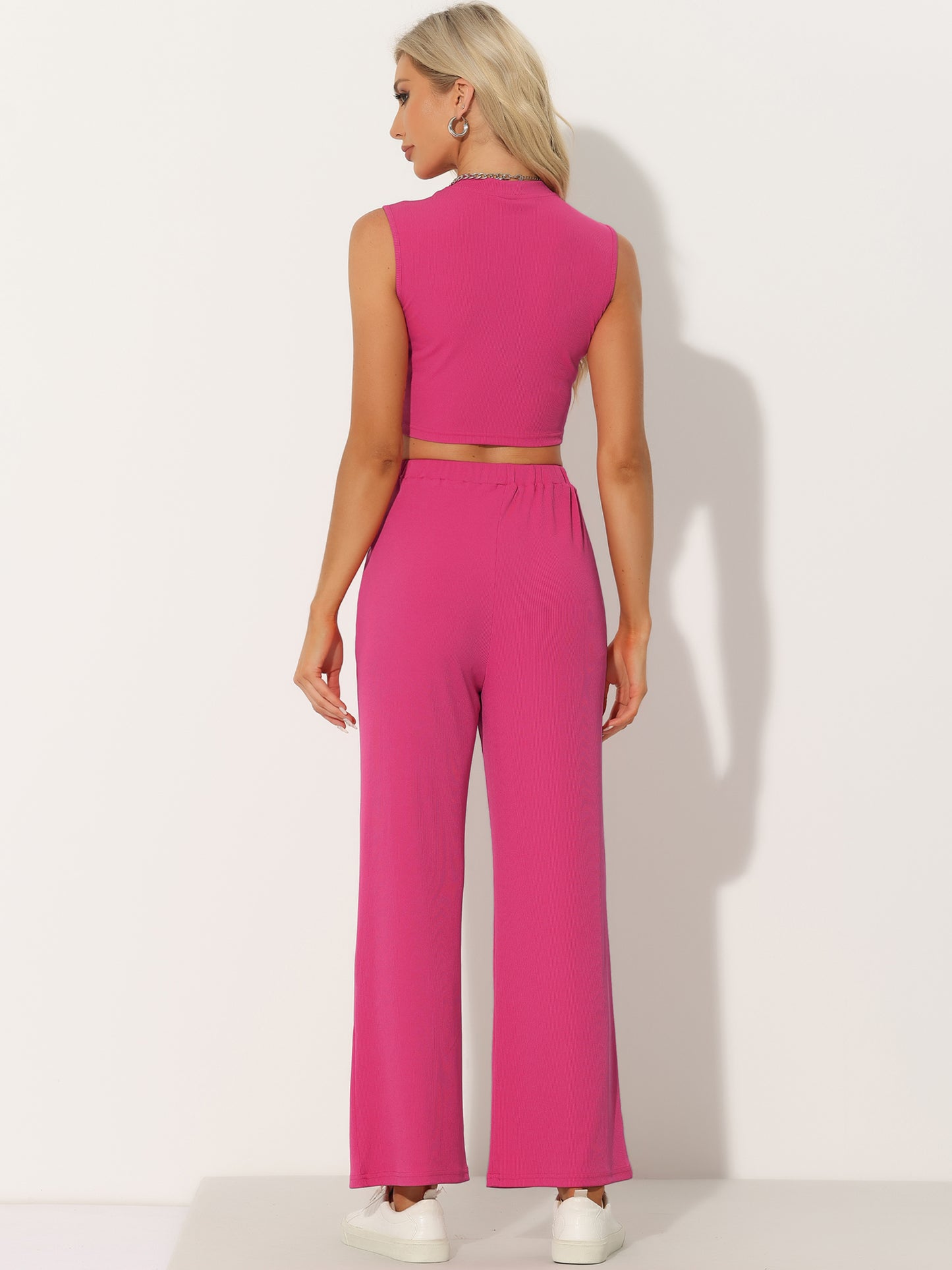 Conjunto de dos piezas para estar en casa con camiseta sin mangas y pantalones anchos de verano para mujer