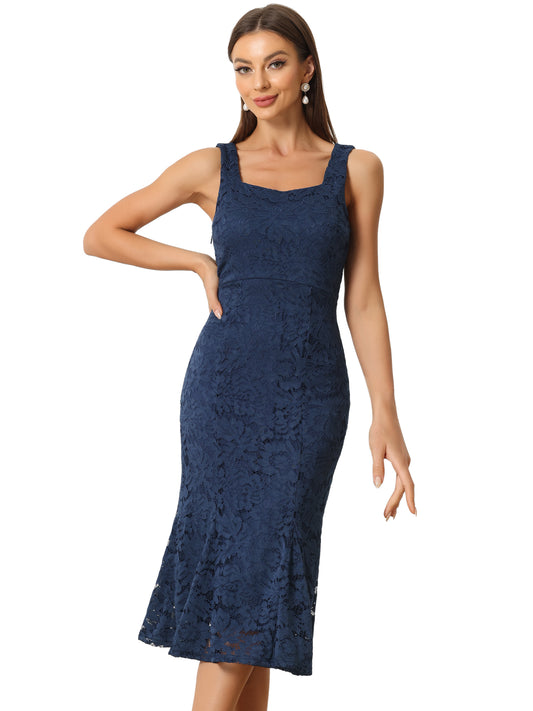 Women's 2 Pieces Wedding Guest Sleeveless Evening Lace Dress
