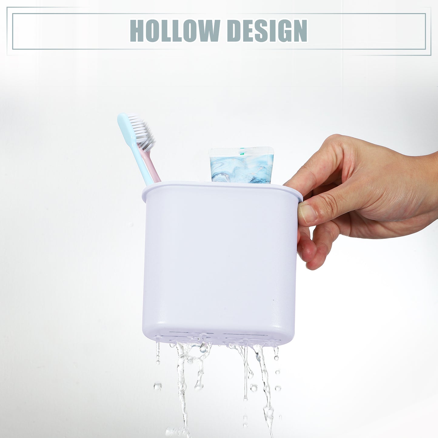 Soporte autoadhesivo de pared para cepillos de dientes, para baño, 12,7 x 5,4 x 10,8 cm, color blanco