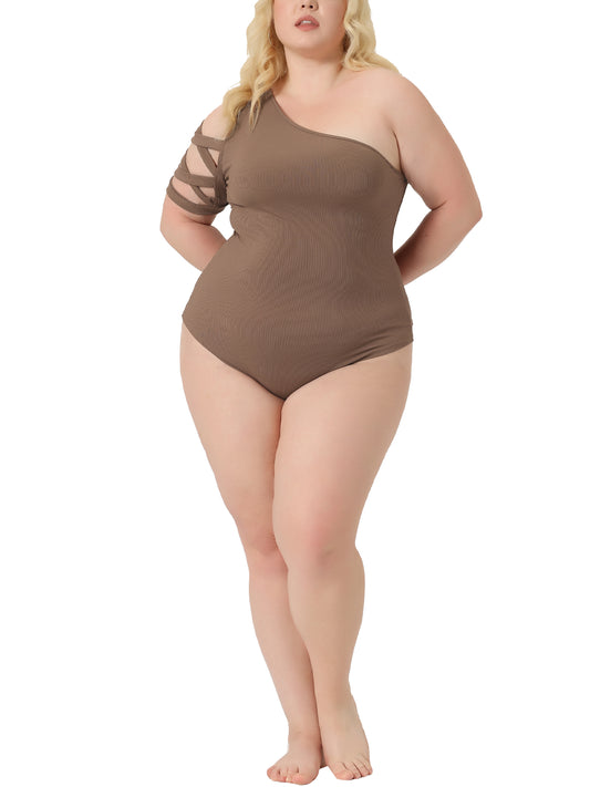 Women's Plus Size Bodysuits Sexy Off Shoulde Sleeveless Body Suit Romper One Piece Bodysuit Tops