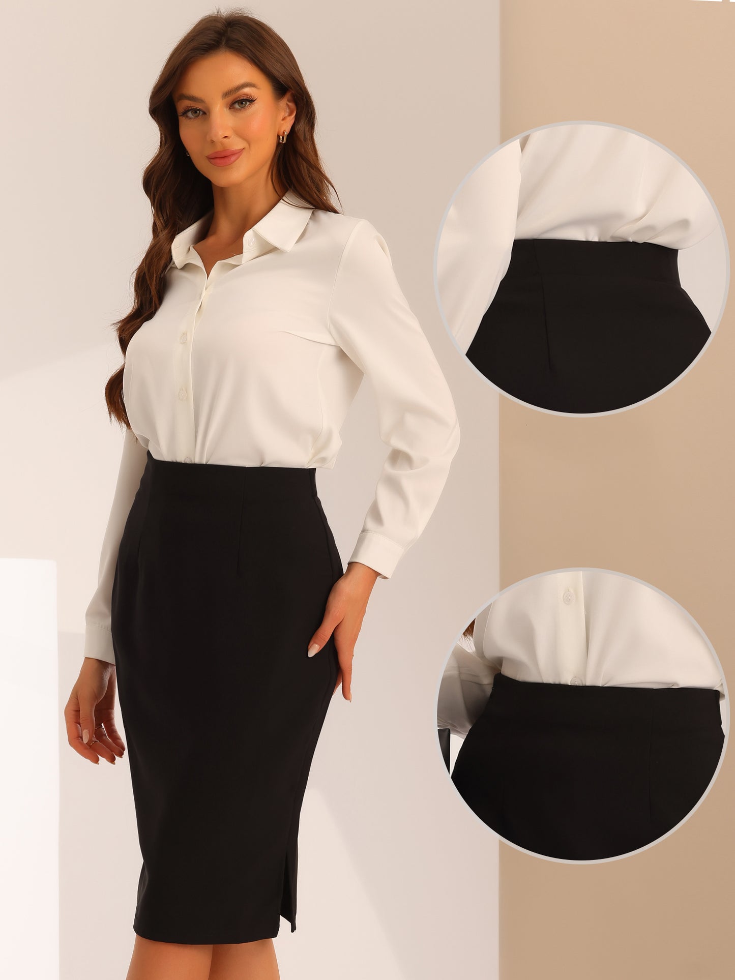 Women's Business Knee Length High Waist Bodycon Suit Wear to Work Pencil Skirt (Available in Plus Size)