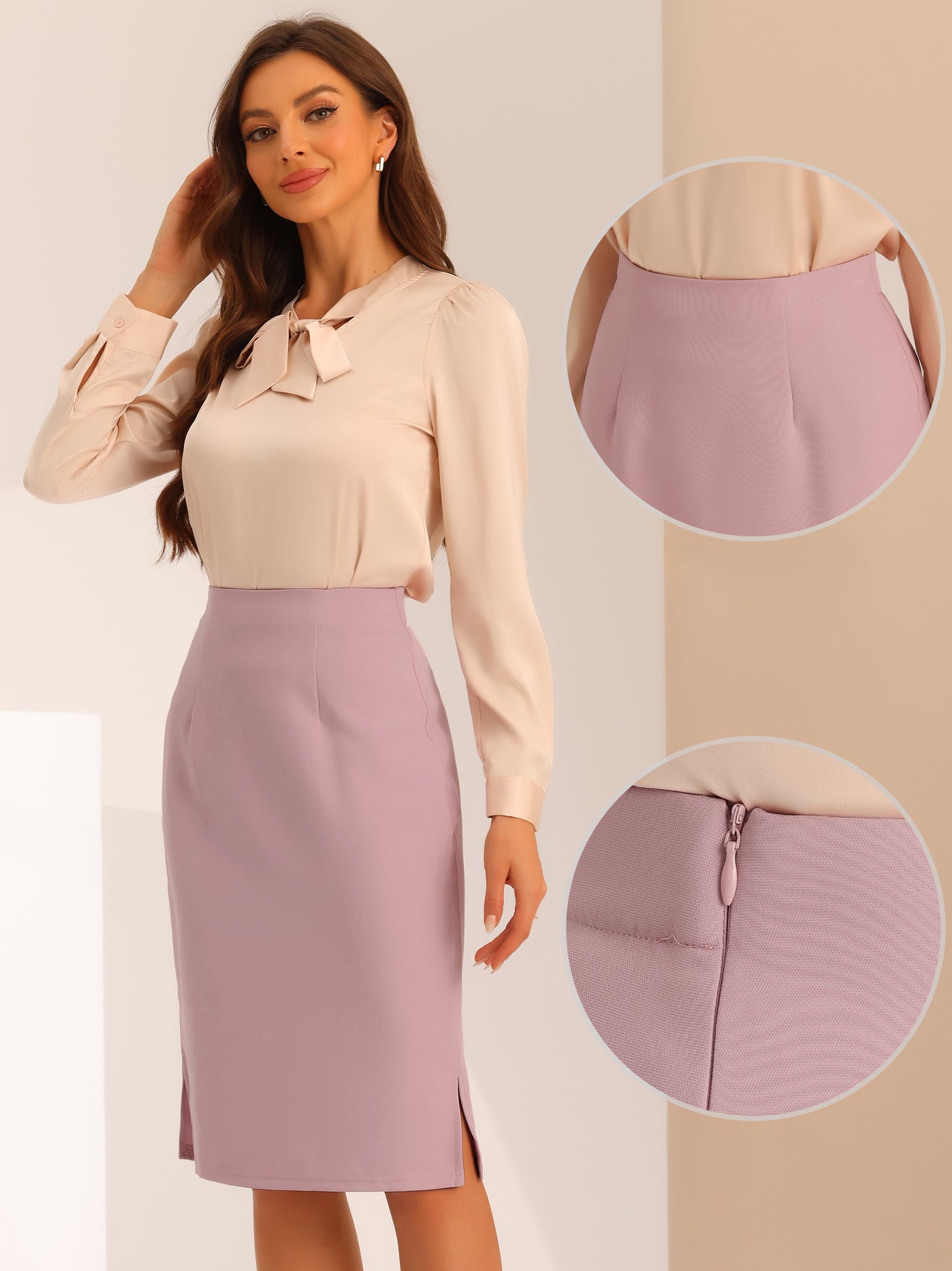 Women's Business Knee Length High Waist Bodycon Suit Wear to Work Pencil Skirt