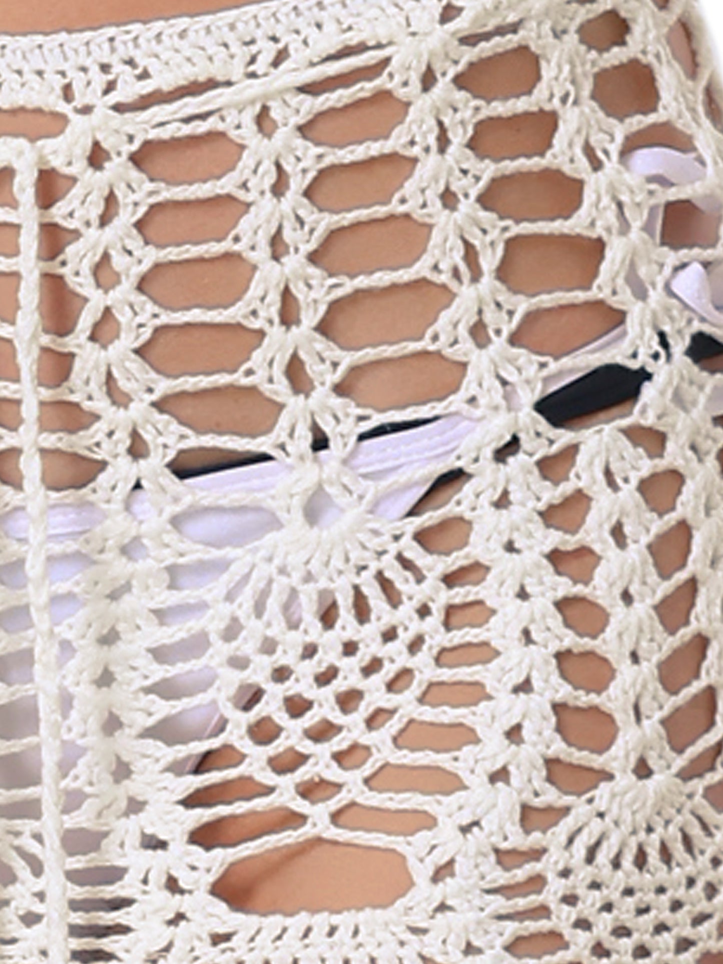 Women's Crochet Sexy Summer Beach Swimsuit Tassel Cover-Up Skirt