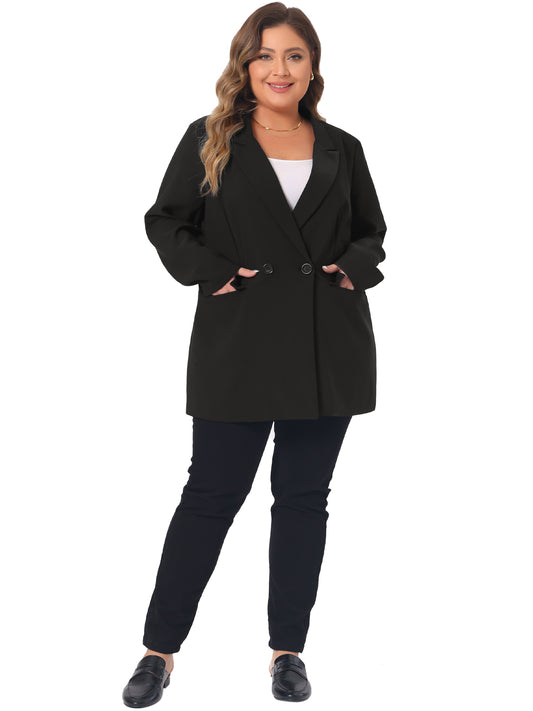 Blazers de talla grande para mujer, con solapa y botón, con bolsillo, para oficina, para trabajo, blazer largo