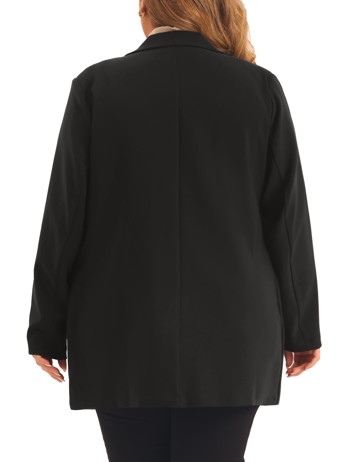 Women Plus Size Blazers Lapel Button with Pocket Office Work Jackets Long Blazer