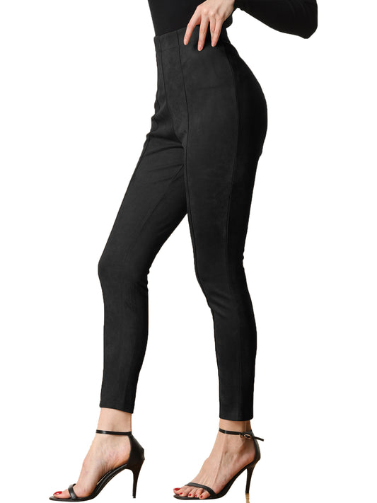 Women's Faux Suede Leggings High Waisted Stretch Slim Casual Pants