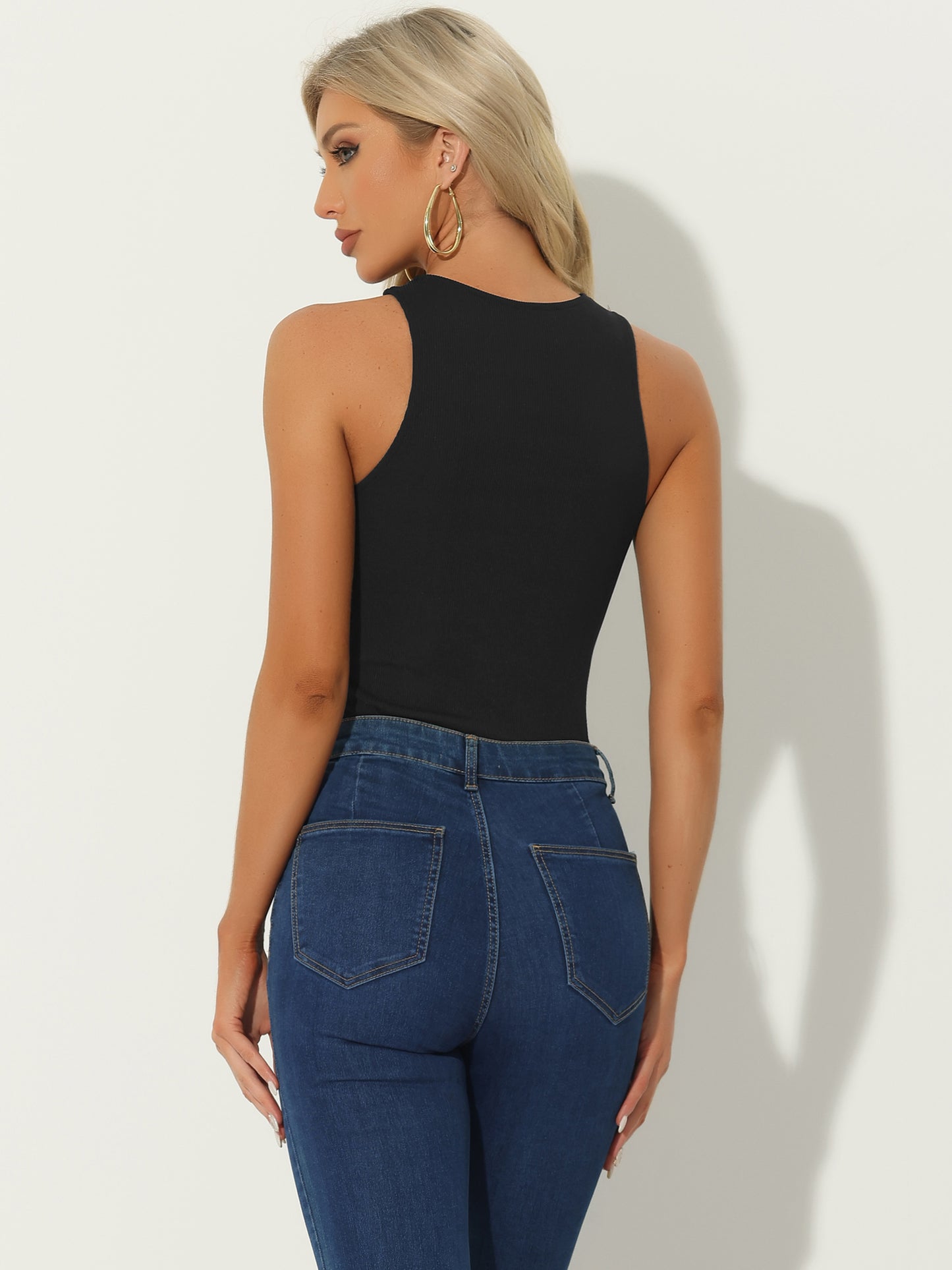Women's Asymmetrical Tank Top Sleeveless Halter Bodysuit