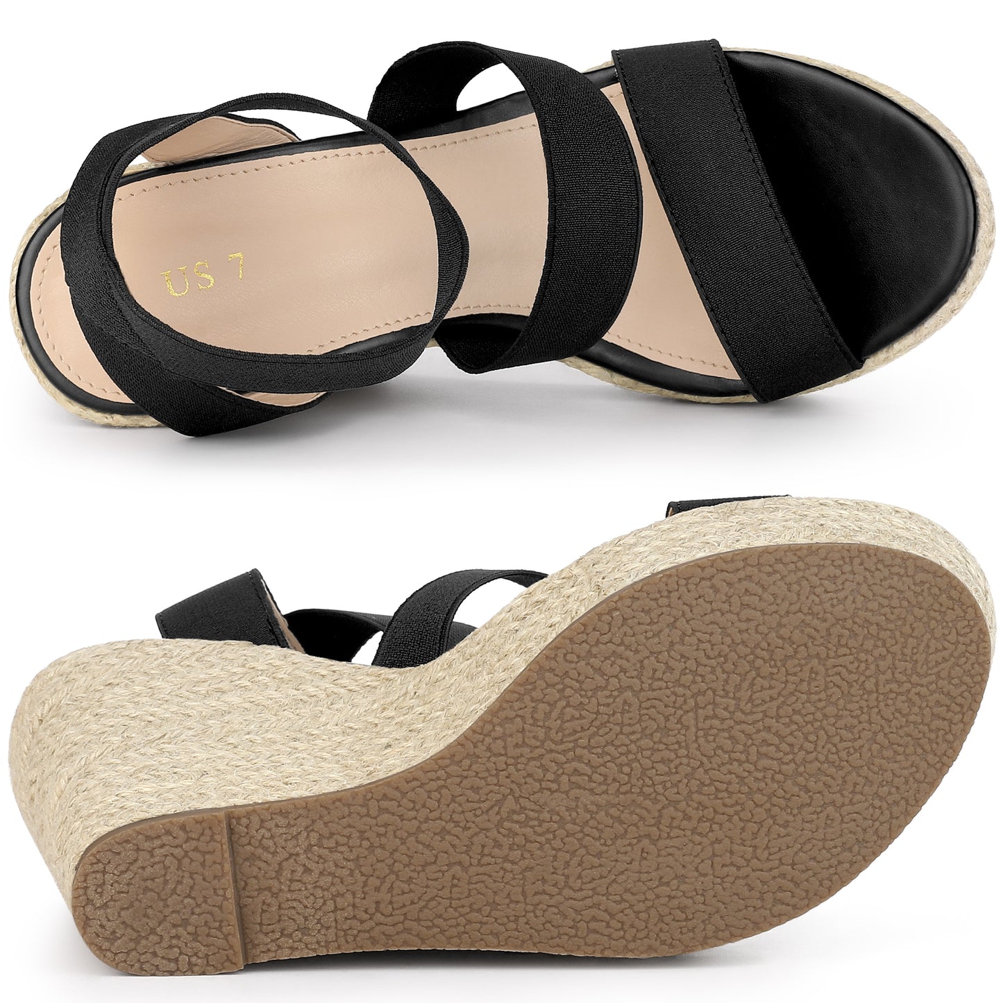 Women Platform Elastic Straps Espadrilles Wedge Sandals