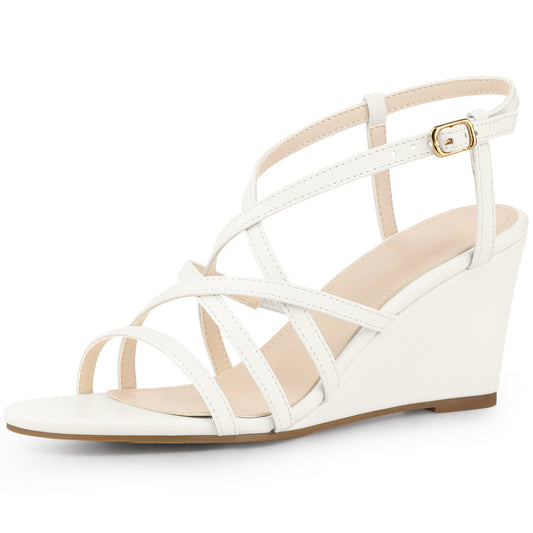 Women Open Toe Strappy Ankle Strap Wedge Sandals