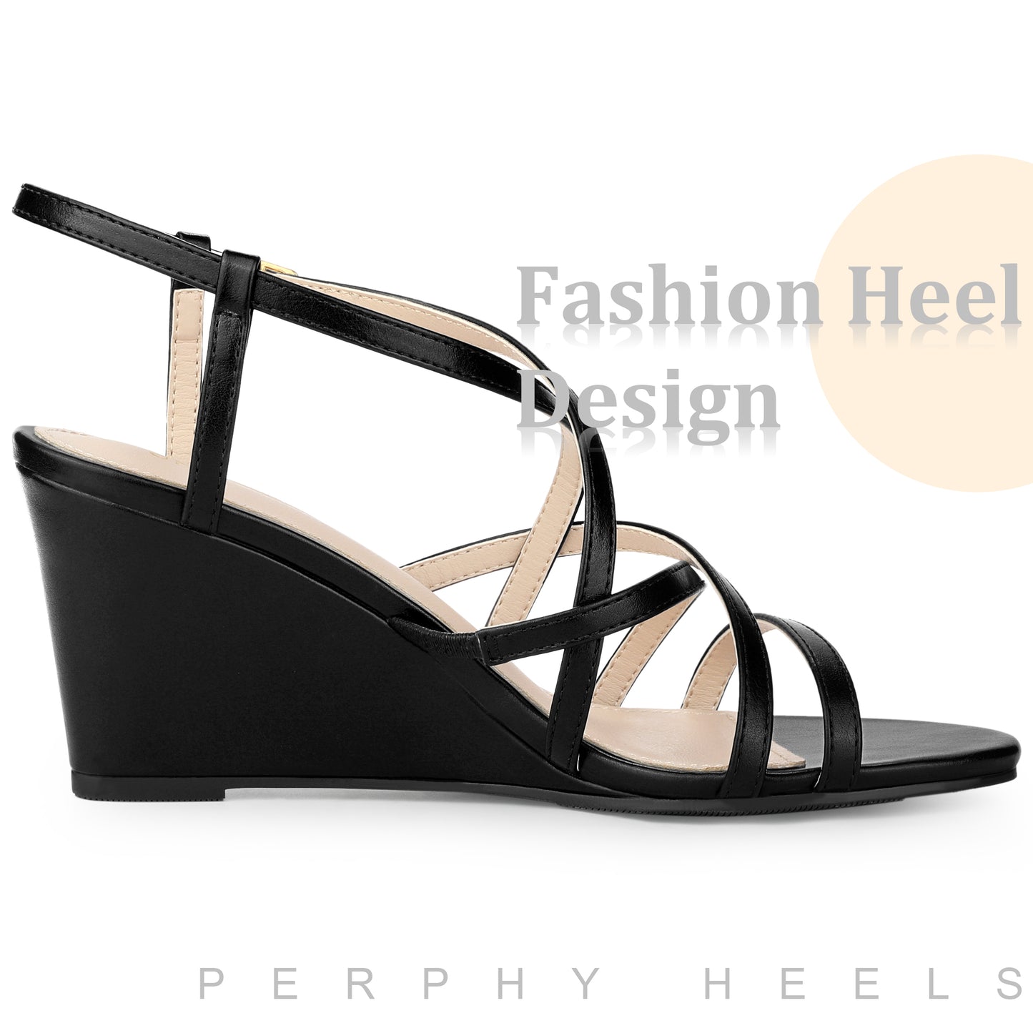 Women Open Toe Strappy Ankle Strap Wedge Sandals