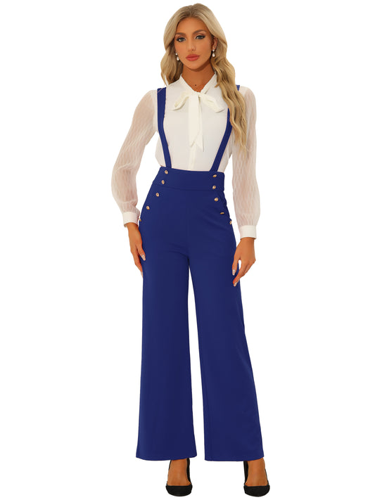 Women's Casual Office Overall Adjustable Straps Wide Leg Suspenders Jumpsuits