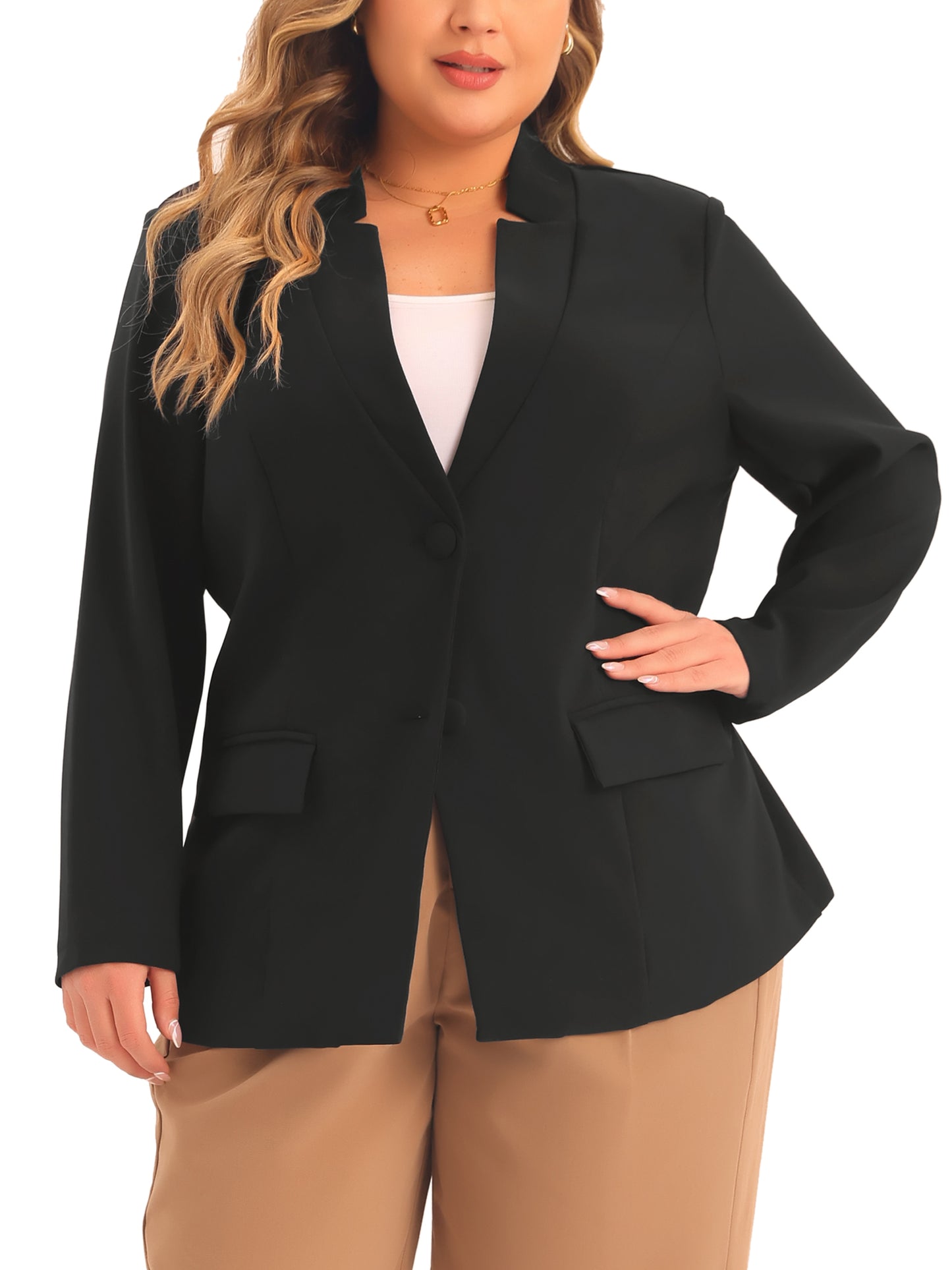 Women Plus Size Business Suit Blazer Button Long Sleeve Office Work Blazer Jacket