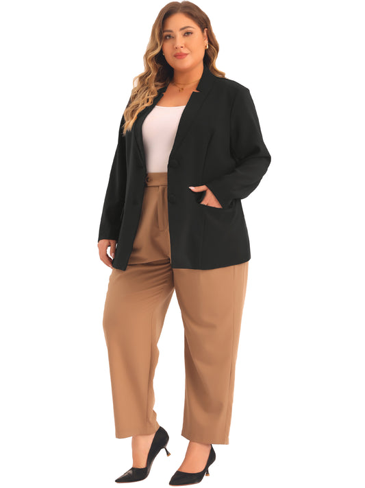Chaqueta de traje de negocios de talla grande para mujer, chaqueta de trabajo de oficina de manga larga con botones