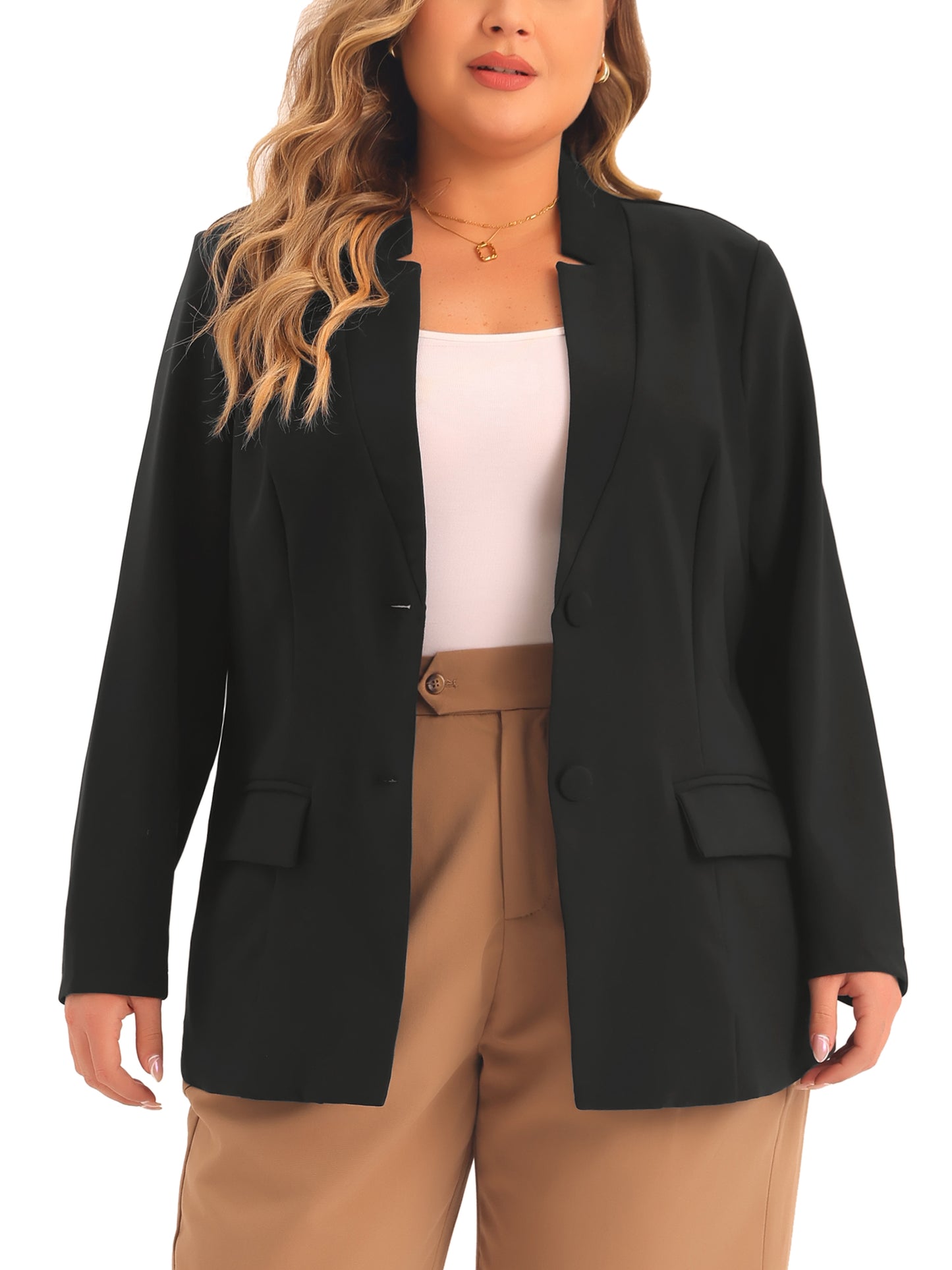 Women Plus Size Business Suit Blazer Button Long Sleeve Office Work Blazer Jacket