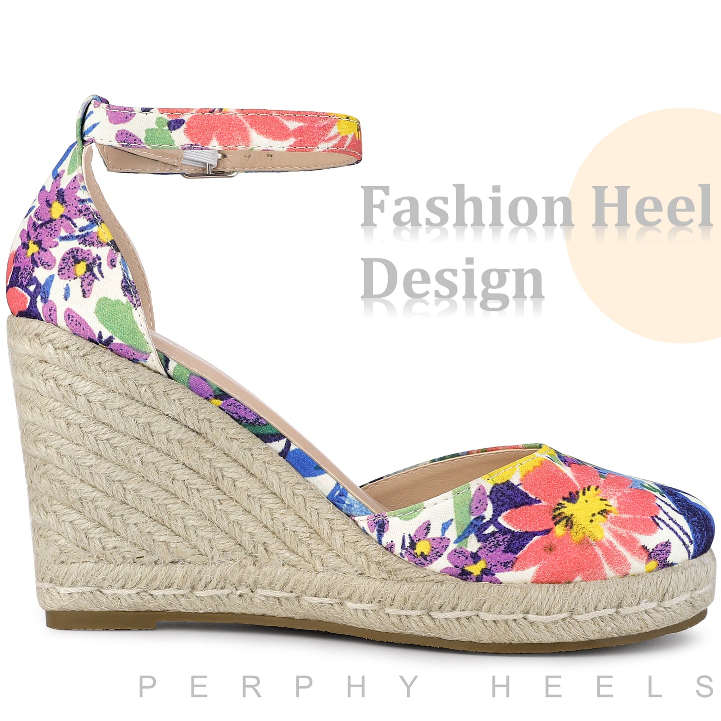Women Platform Espadrilles Closed Toe Print Wedge Heel Sandals Wedges