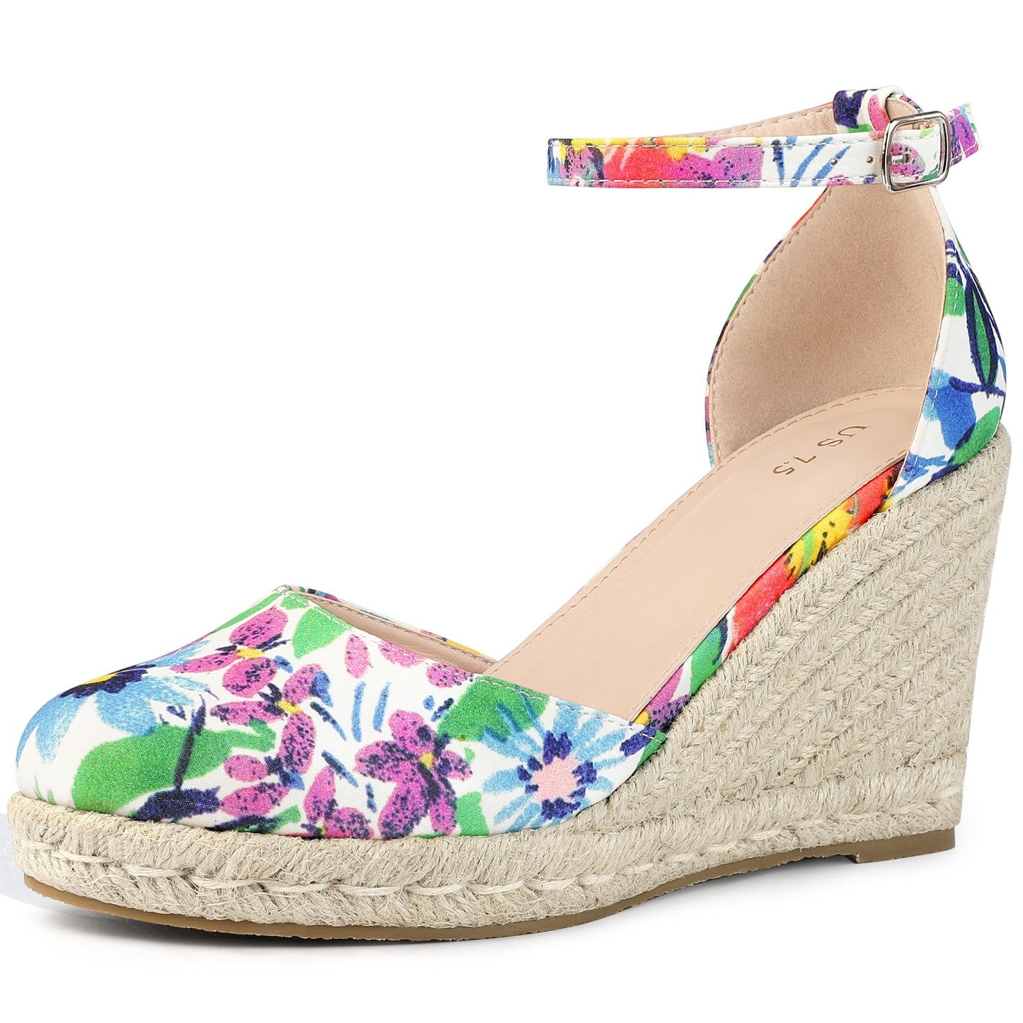 Women Platform Espadrilles Closed Toe Print Wedge Heel Sandals Wedges