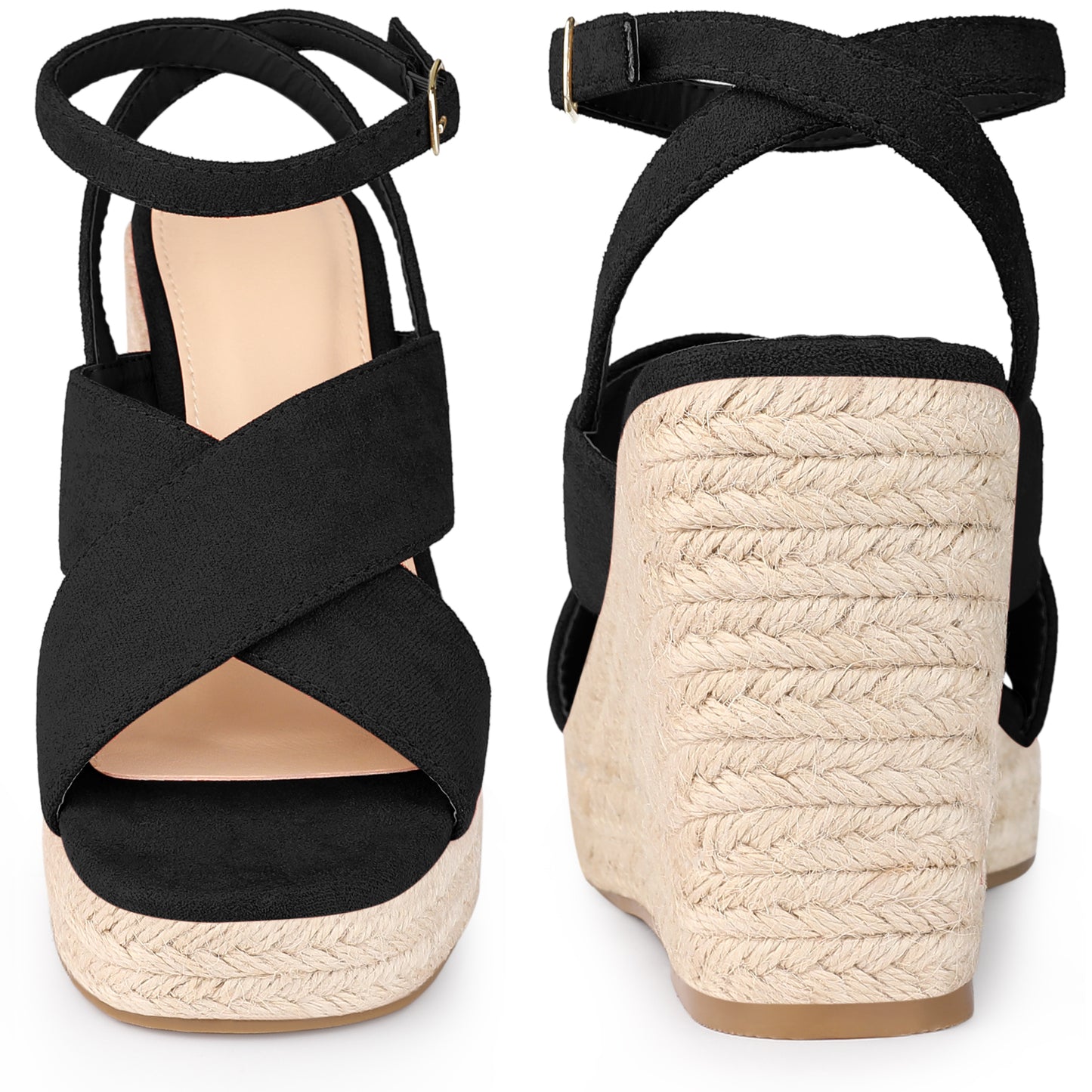 Women Platform Slingback Cross Straps Espadrilles Wedge Sandals
