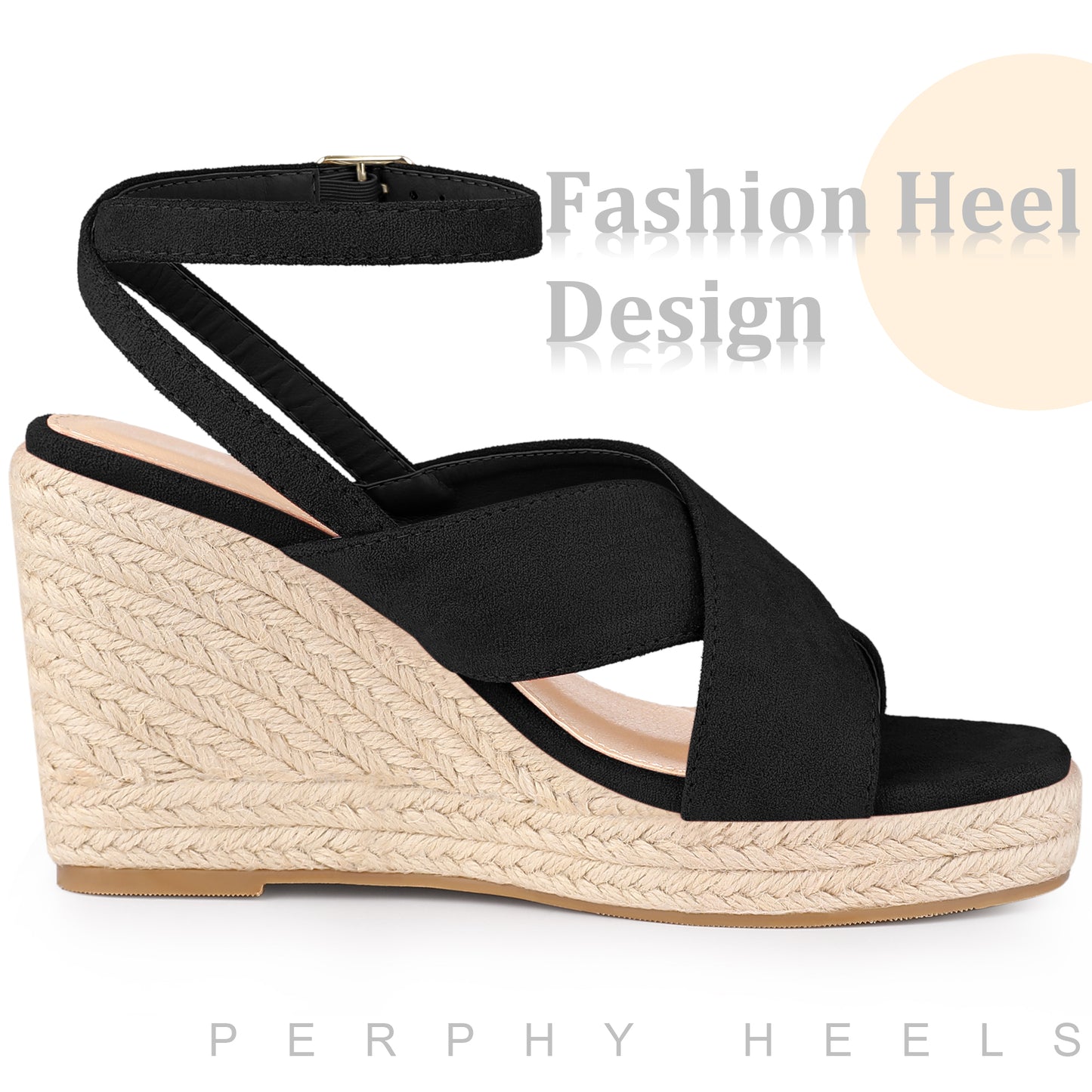 Women Platform Slingback Cross Straps Espadrilles Wedge Sandals