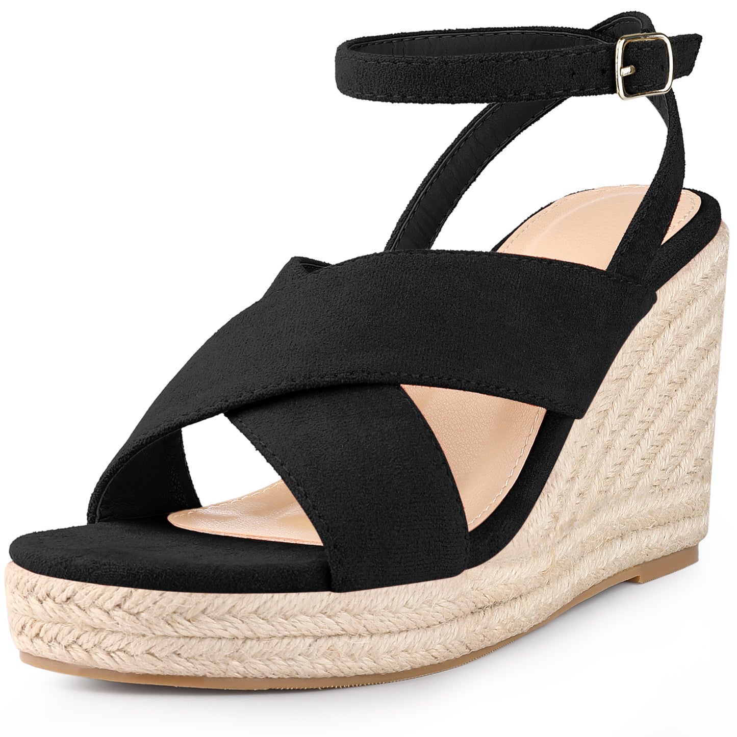 Women Platform Slingback Cross Straps Espadrilles Wedge Sandals