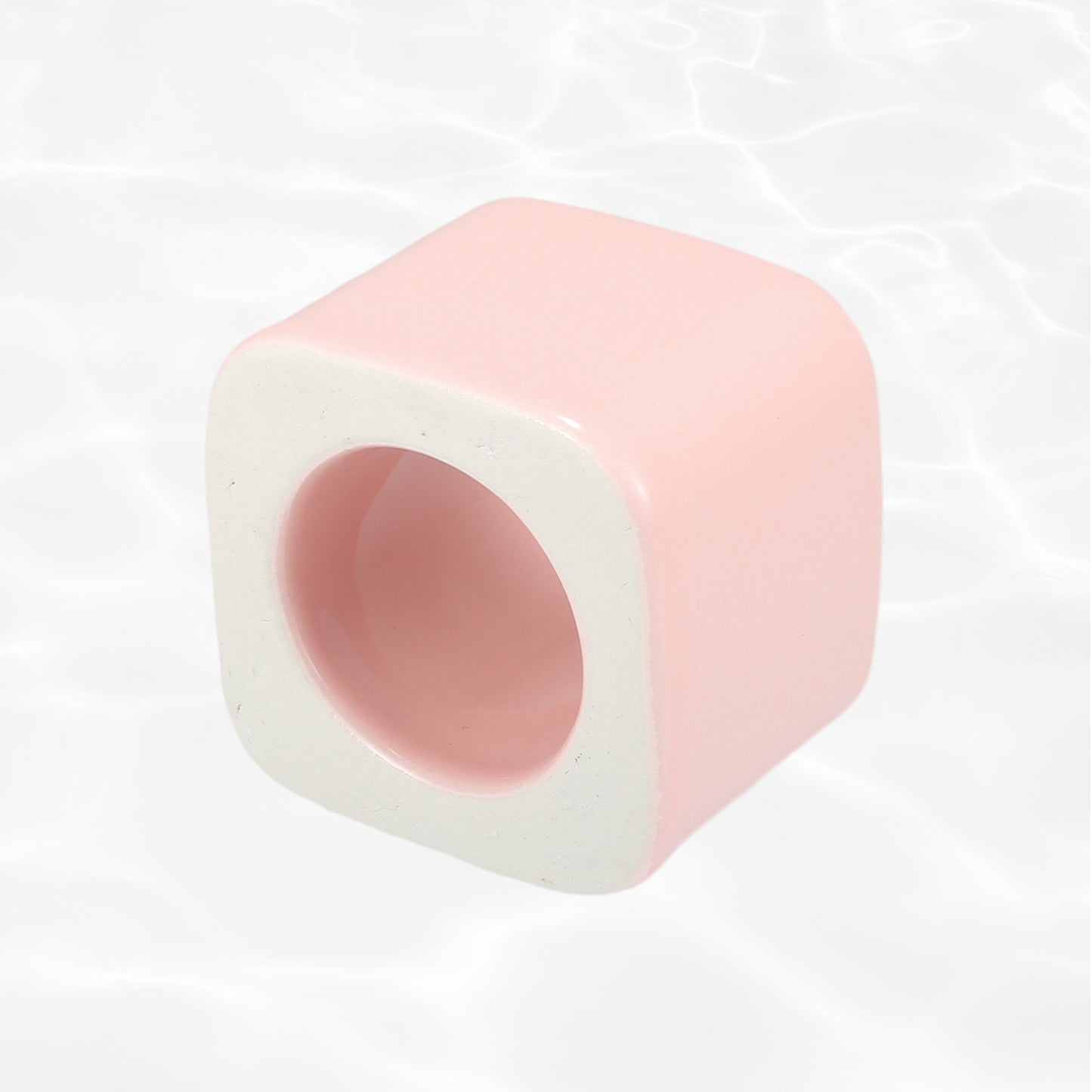 Square Mini Ceramic Toothbrush Holder for Bathroom, 2.20"x2.20"x1.73" Pink
