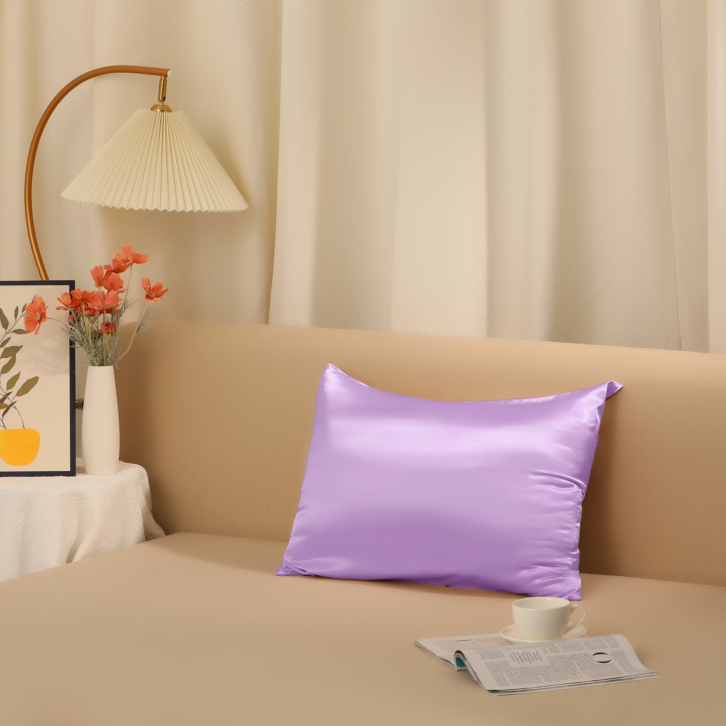 Satin Pillowcase with 1 Pcs for Hair and Skin with Hidden Zipper, Breathable Pillow Case Sleep Mask