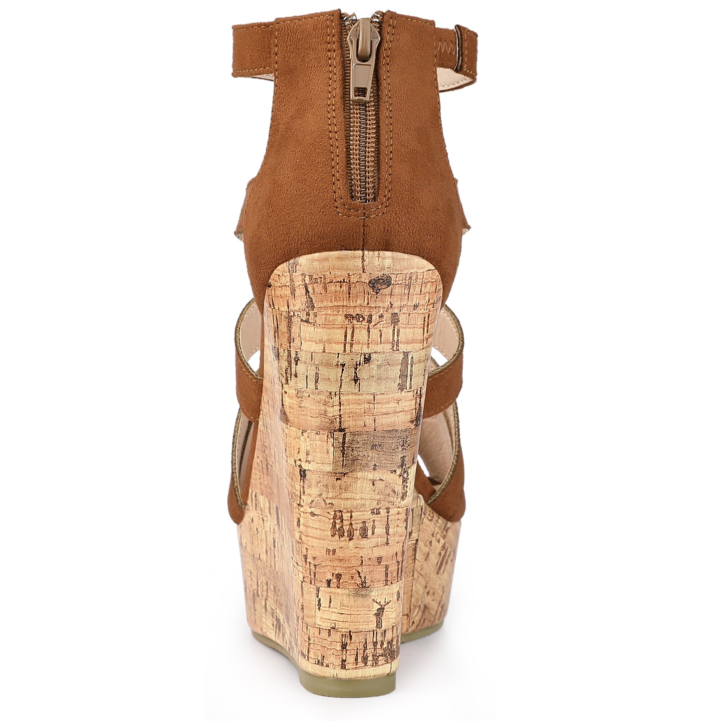 Women's Platform Peep Toe Cutout Caged Cork Wedge Heel Sandals