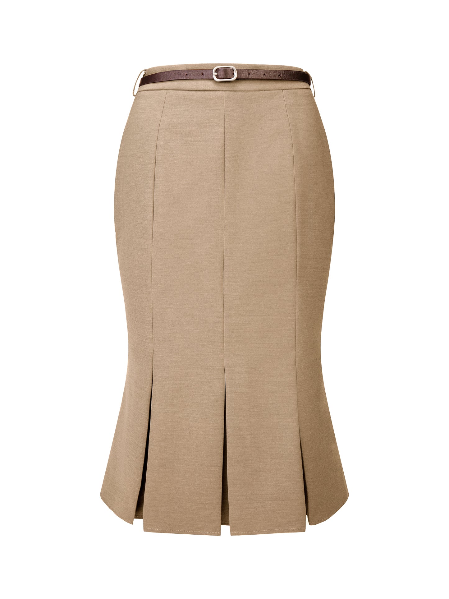 Women's Elegant Formal Skirt with Belt Knee Length Fishtail Pencil Skirt