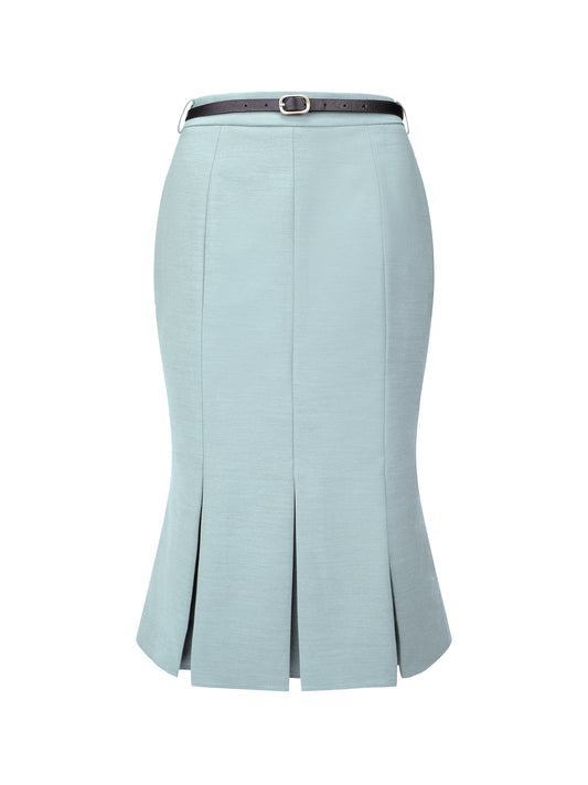 Women's Elegant Formal Skirt with Belt Knee Length Fishtail Pencil Skirt