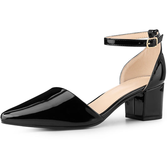 Zapatos de tacón bajo, gruesos, con punta cerrada y puntiaguda para mujer