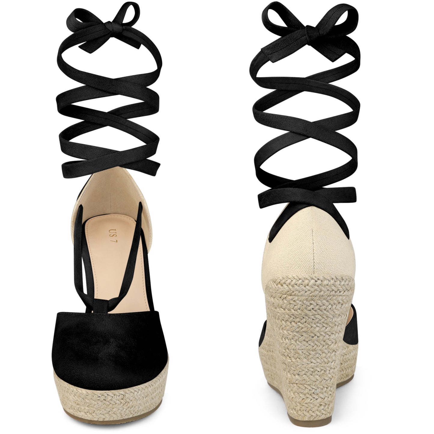Women Lace Up Platform Sandal Closed Toe Espadrille Wedge Heel