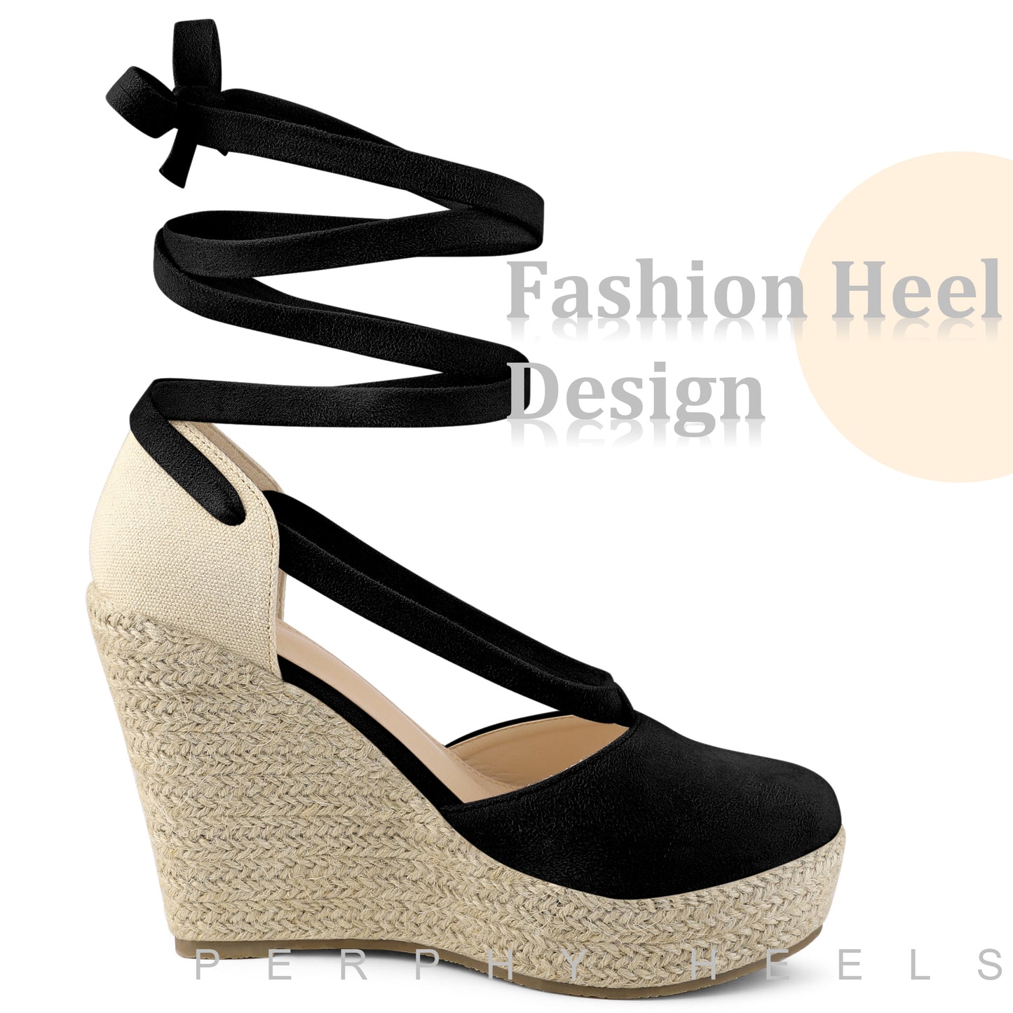 Women Lace Up Platform Sandal Closed Toe Espadrille Wedge Heel