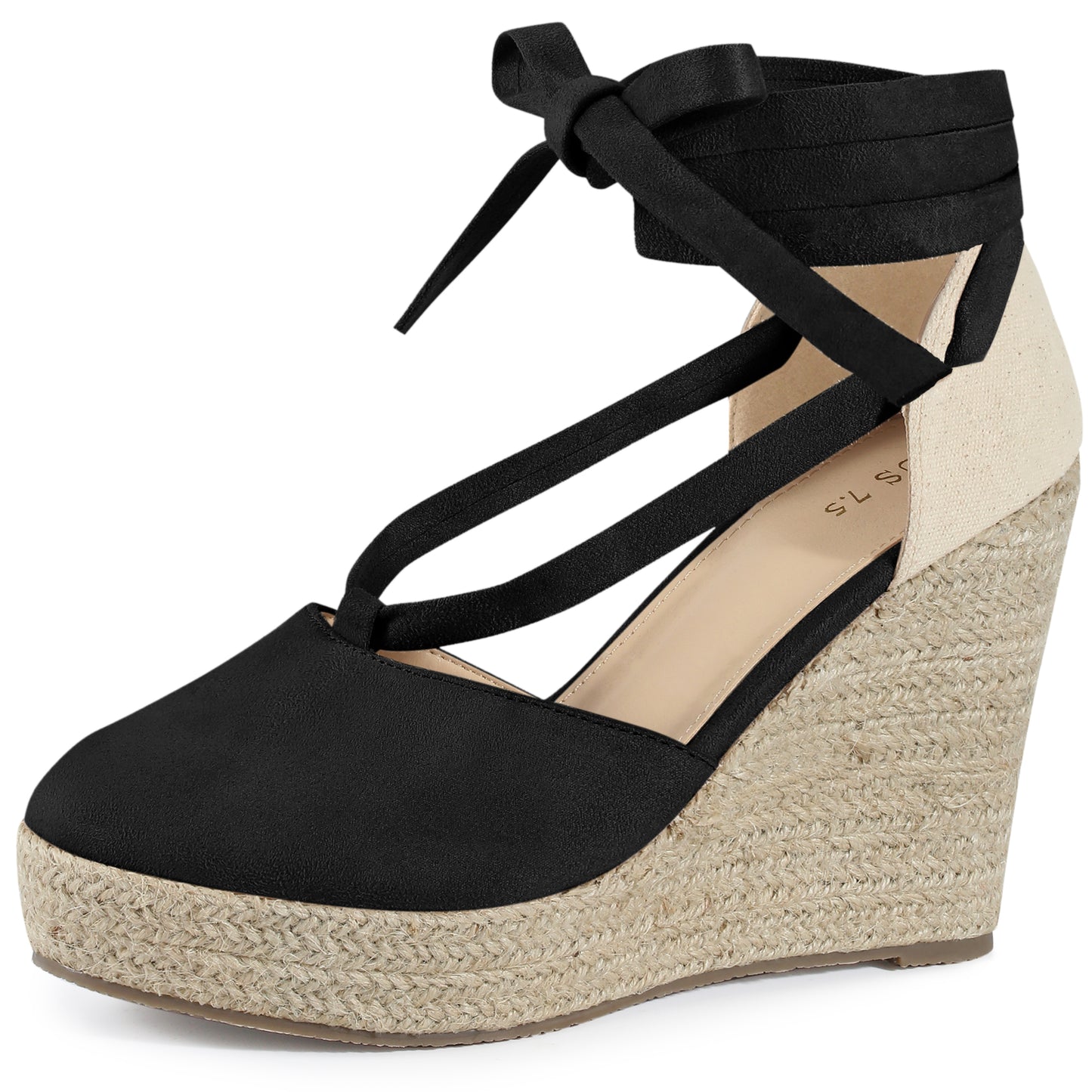 Women Lace Up Platform Sandal Closed Toe Espadrille Wedge Heel