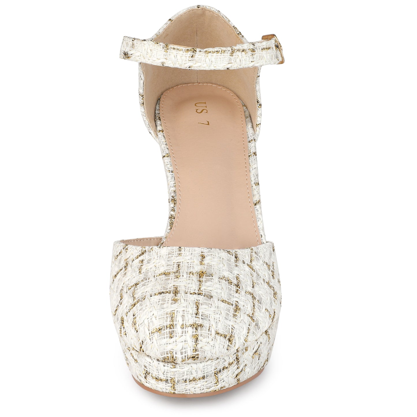 Zapatos Mary Jane de tacón grueso con punta cerrada y plataforma a cuadros para mujer