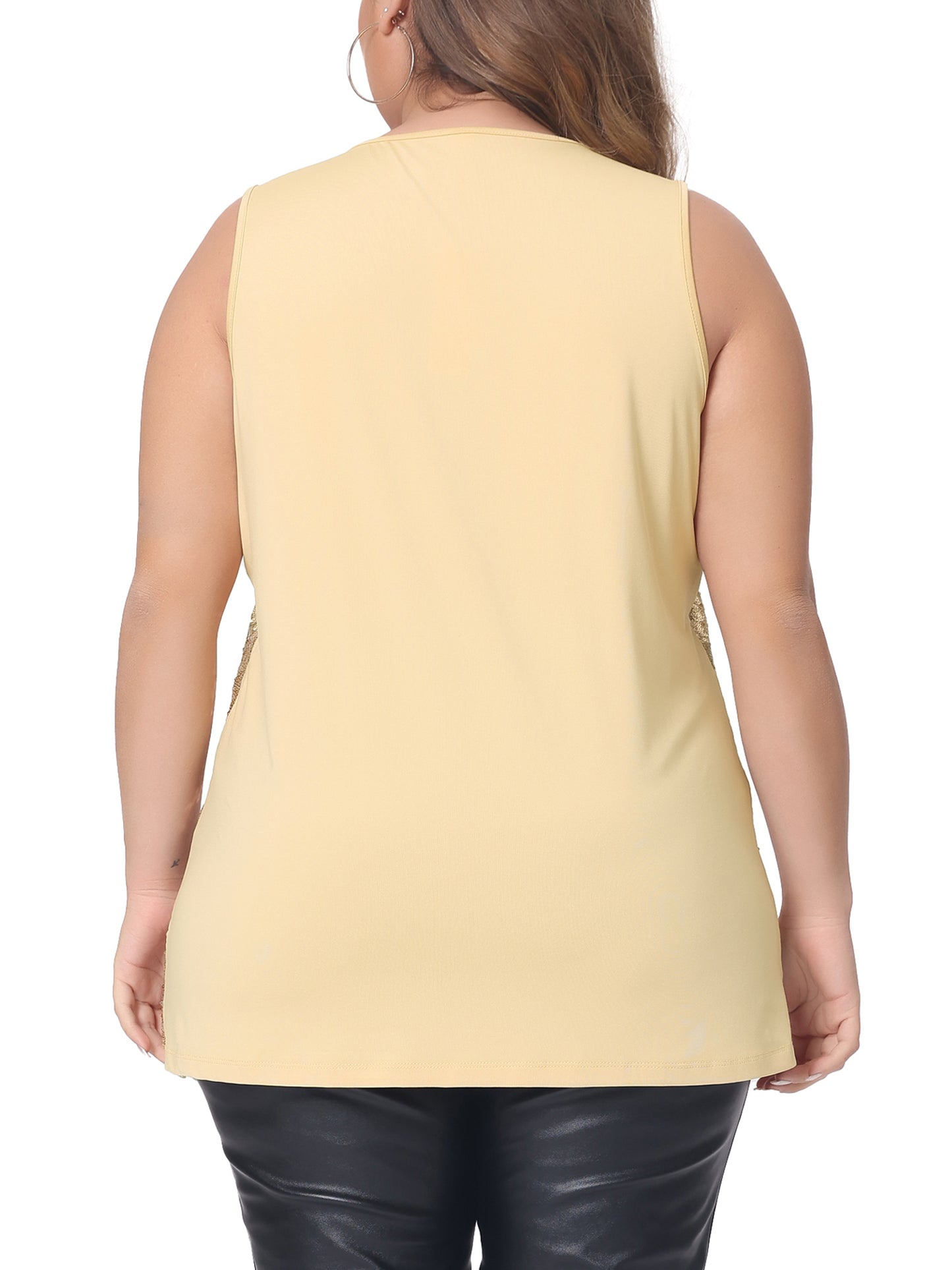 Women Plus Size Sleeveless Glitter Sequin Tank Tops Shimmer Sparkle V Neck Club Party Vest Top