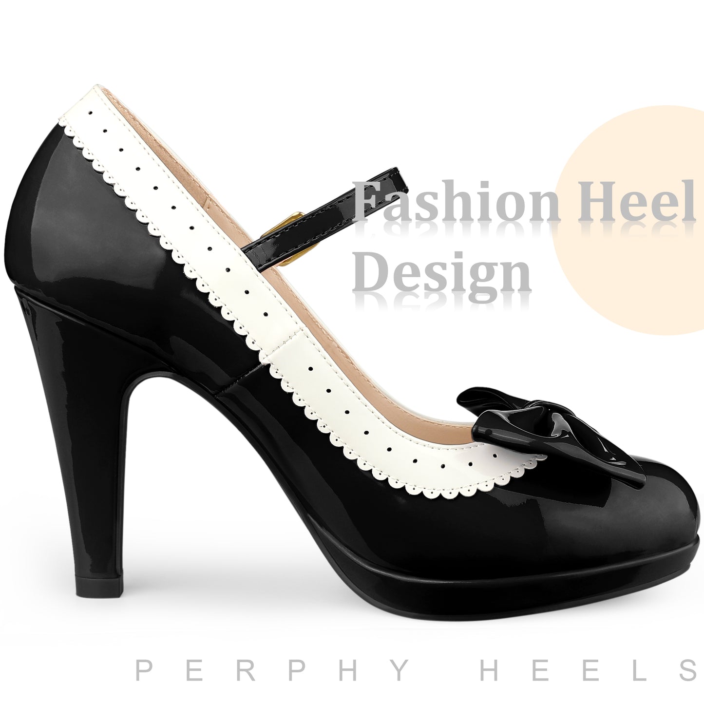 Zapatos retro para mujer con plataforma y lazo, tacones de aguja, zapatos Mary Jane