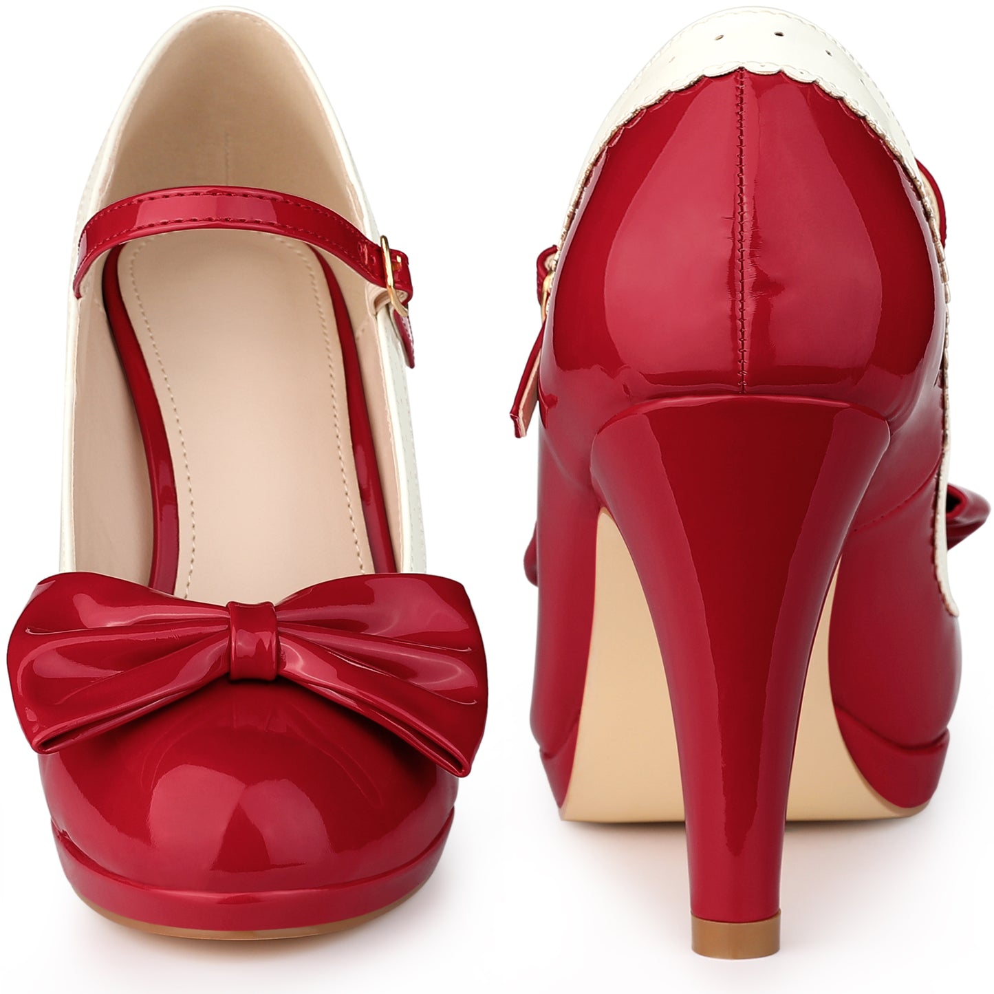 Zapatos retro para mujer con plataforma y lazo, tacones de aguja, zapatos Mary Jane