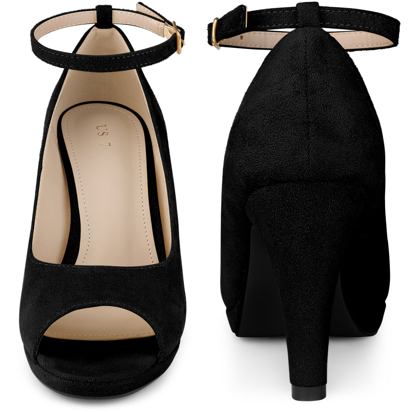 Zapatos de tacón de aguja con plataforma y tiras al tobillo para mujer