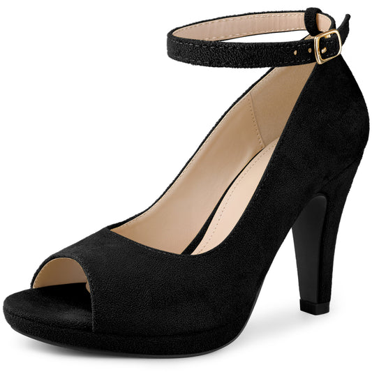 Zapatos de tacón de aguja con plataforma y tiras al tobillo para mujer