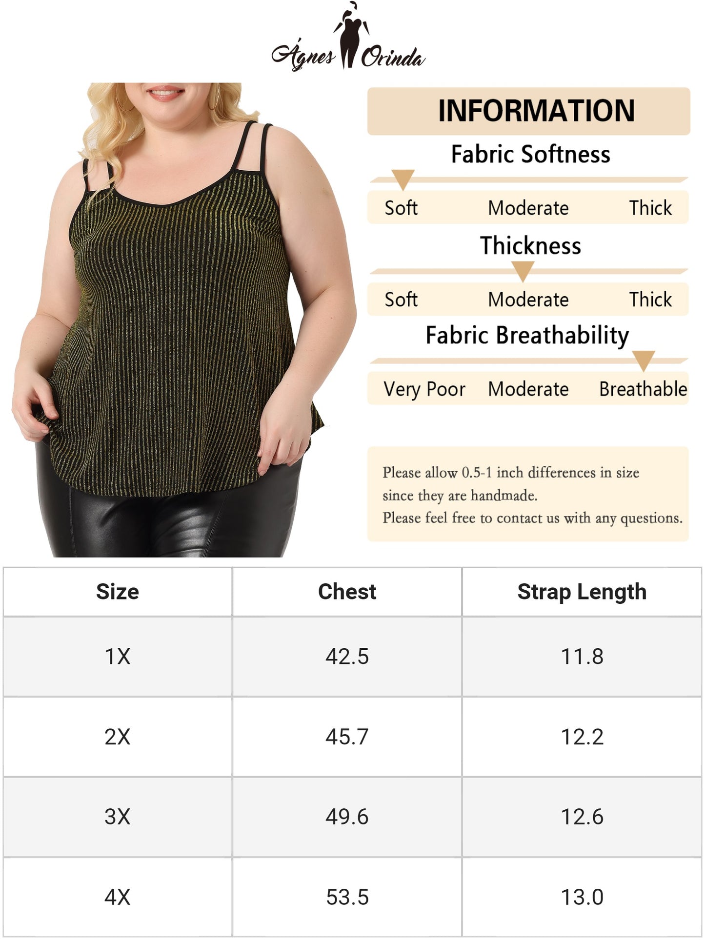Women Plus Size Top Sleeveless V Neck Tank Cami Party Glitter Sparkle Top