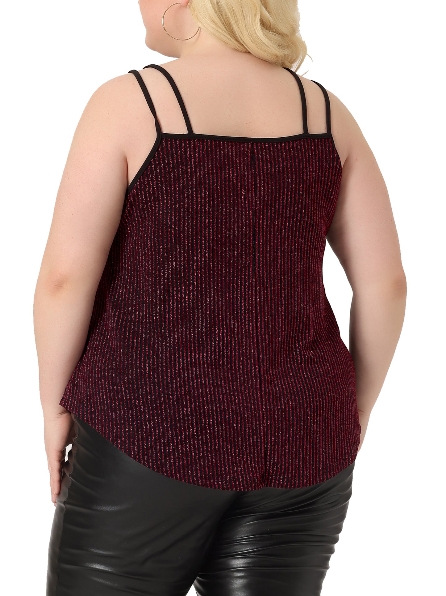 Women Plus Size Top Sleeveless V Neck Tank Cami Party Glitter Sparkle Top